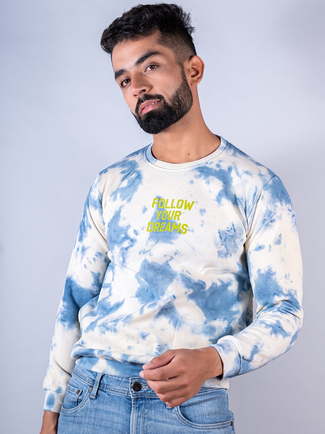 

Tistabene Men Tie-Dye Printed Cotton Sweatshirt, Blue