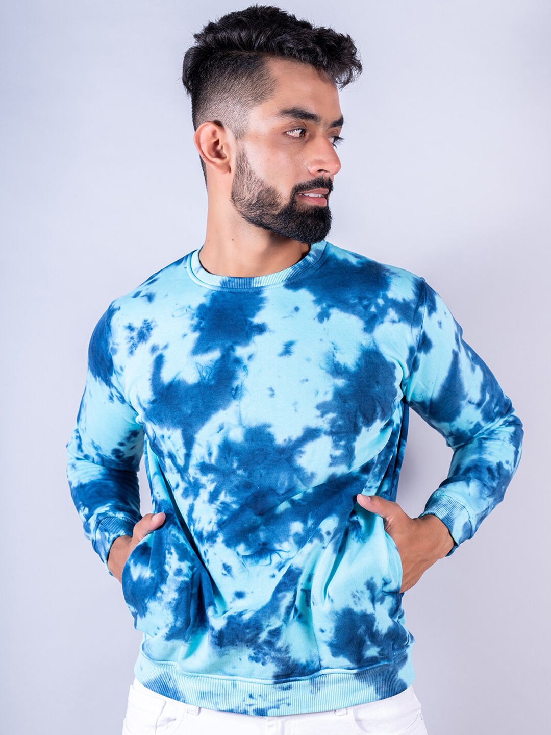 

Tistabene Men Printed Cotton Sweatshirt, Blue