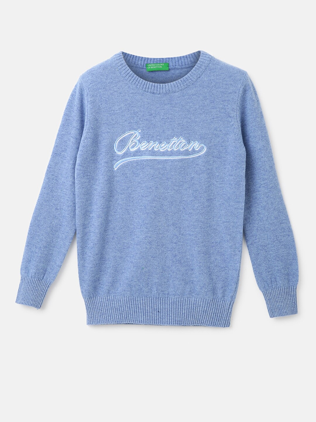 

United Colors of Benetton Boys Typography Embroidered Pullover Sweater, Blue