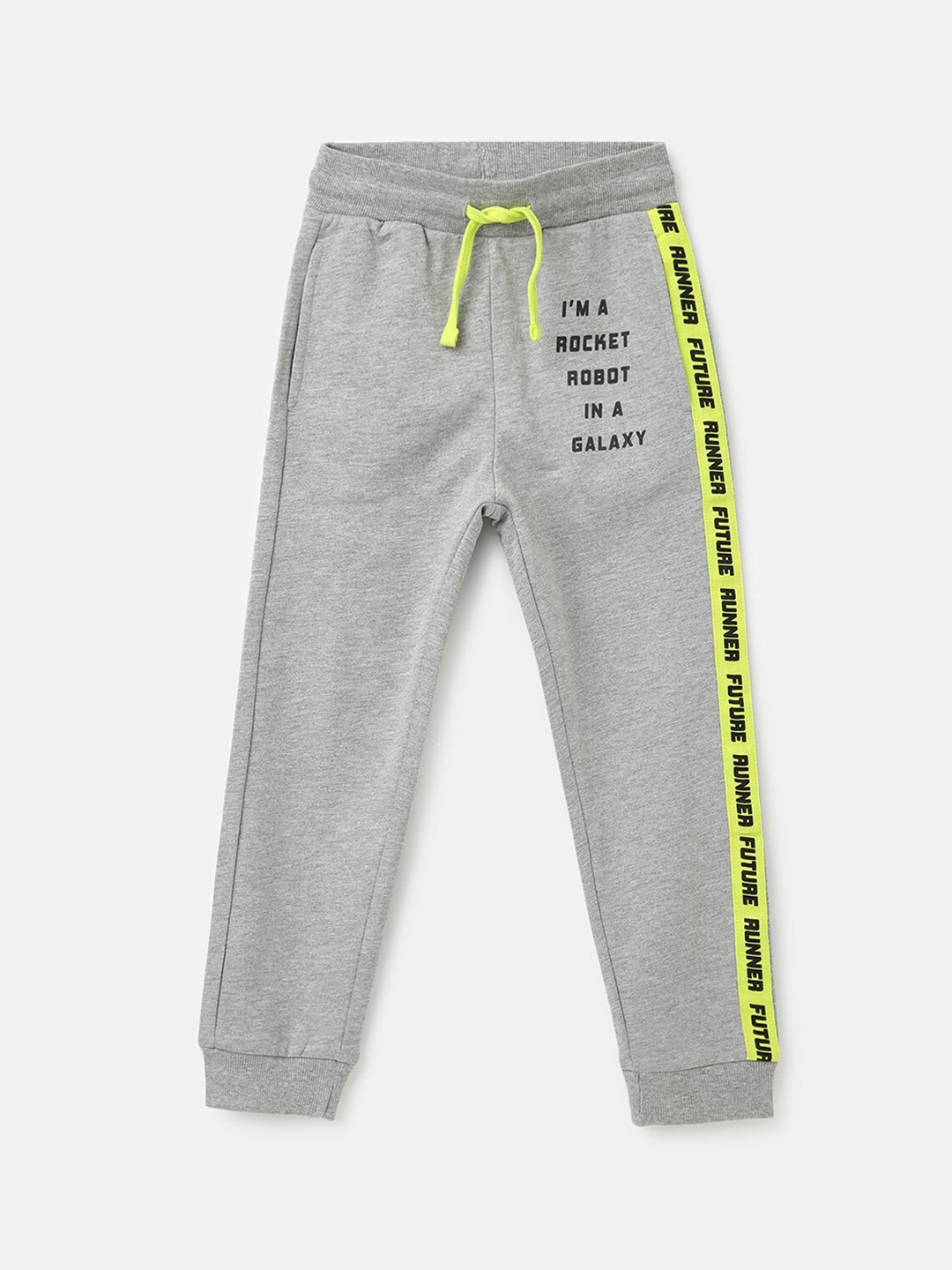 United Colors of Benetton Boys Printed Cotton Joggers, Grey