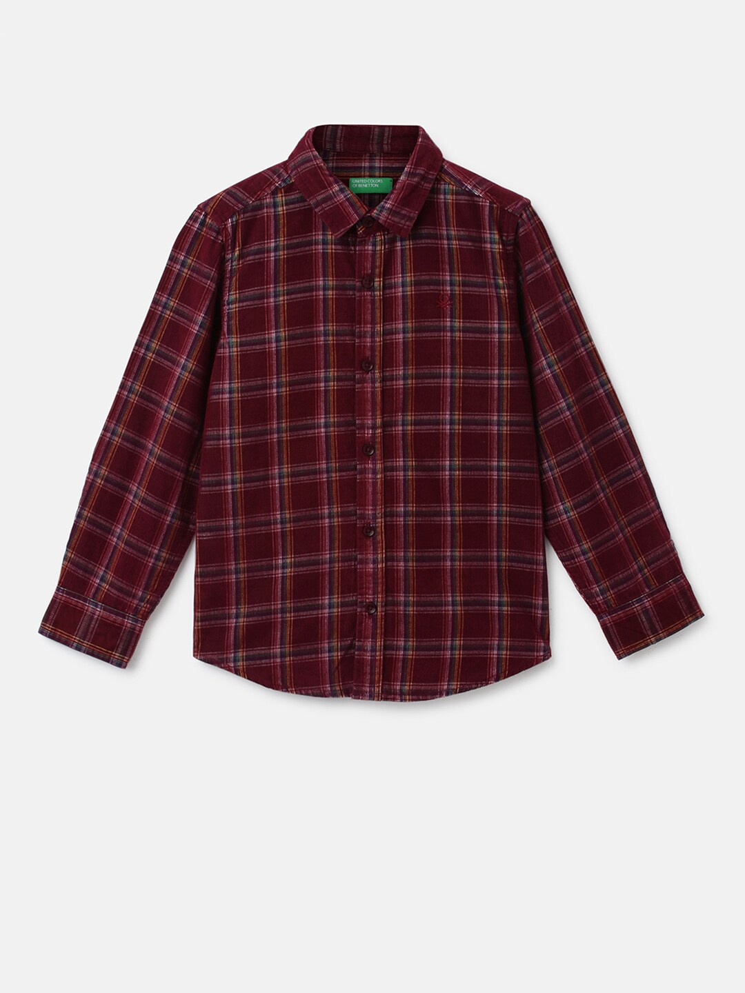 

United Colors of Benetton Boys Tartan Checks Checked Cotton Casual Shirt, Maroon