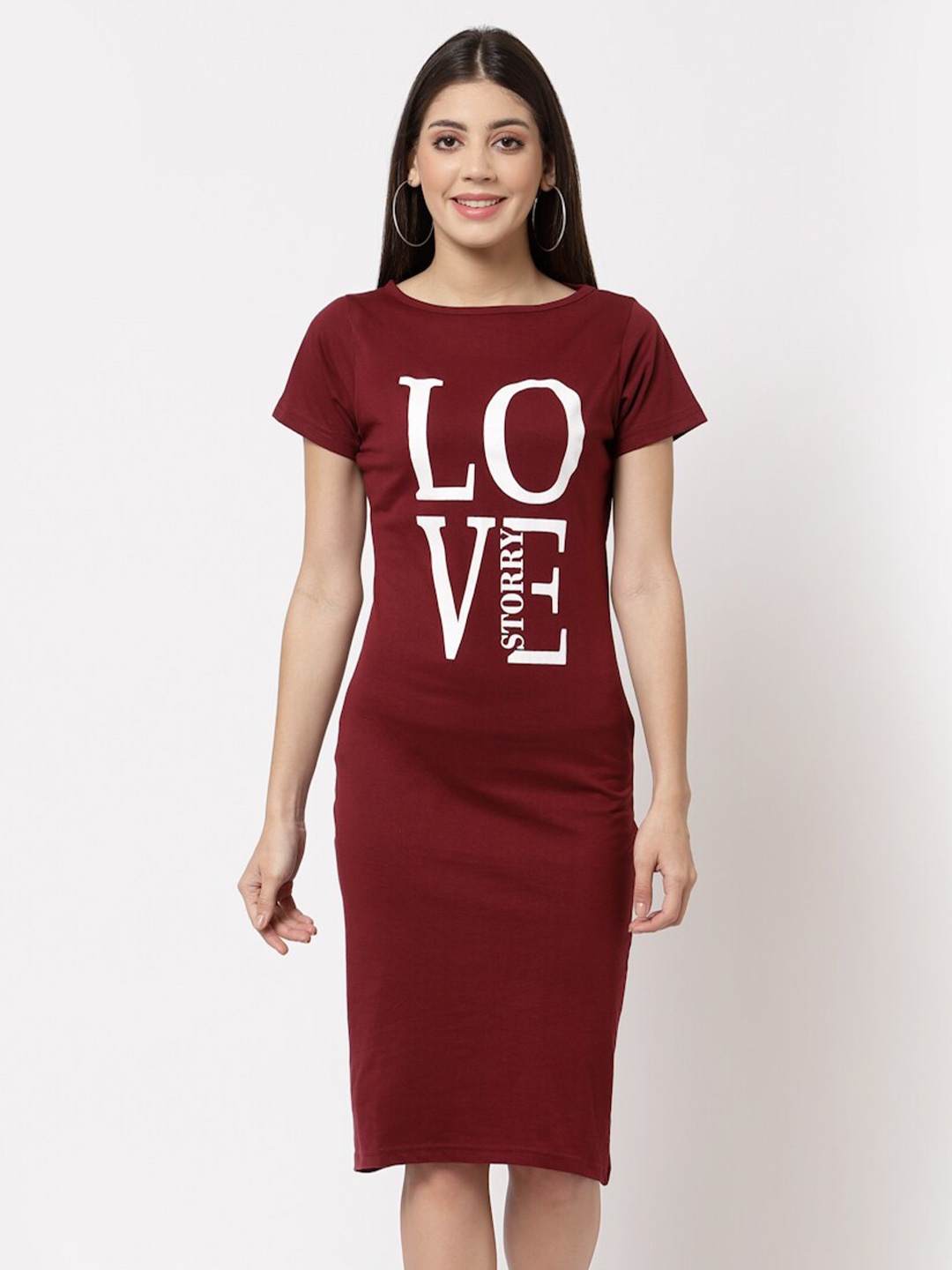 

aayu Pack of 2 Typography T-shirt Dress, Red