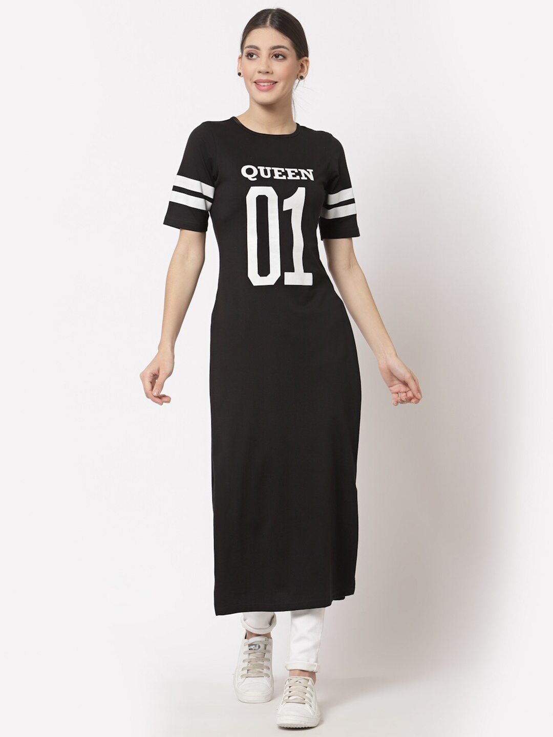 

aayu Printed Longline Top, Black