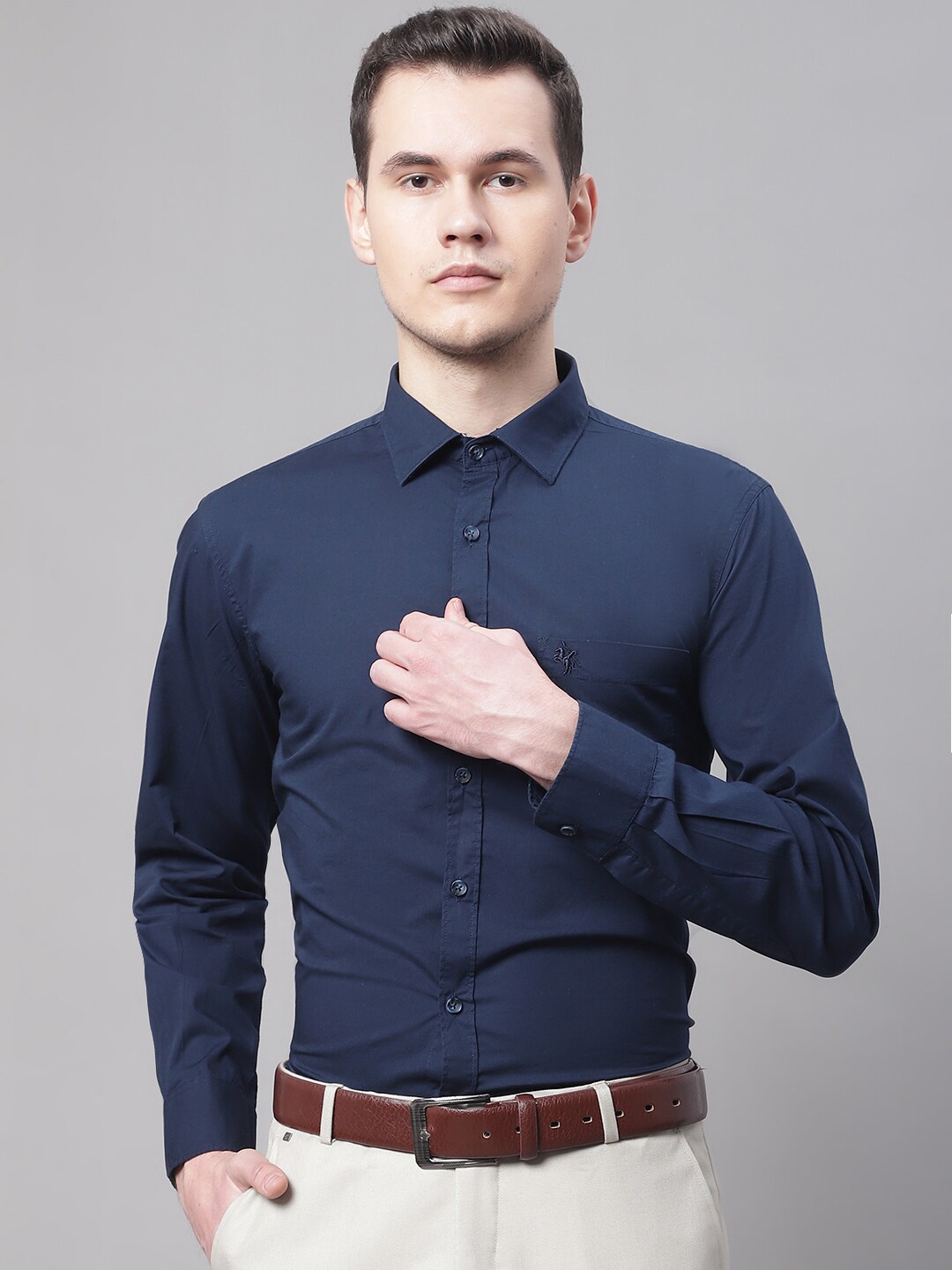 

Cantabil Men Cotton Formal Shirt, Navy blue