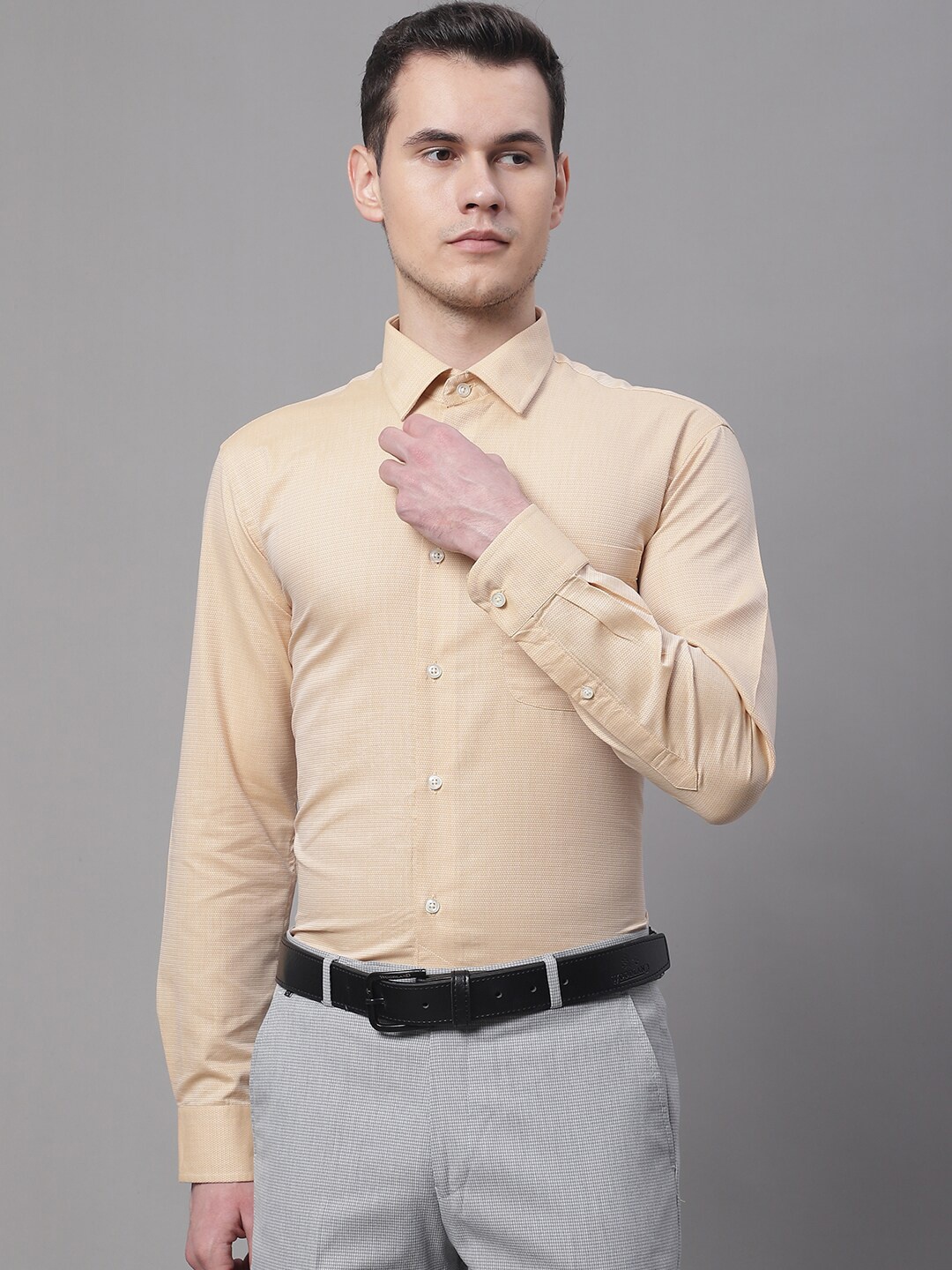 

Cantabil Men Cotton Formal Shirt, Yellow
