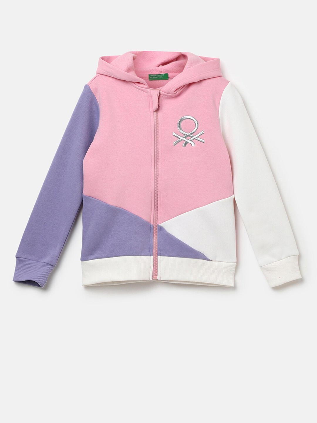 

United Colors of Benetton Girls Colourblocked Sweatshirt, Pink