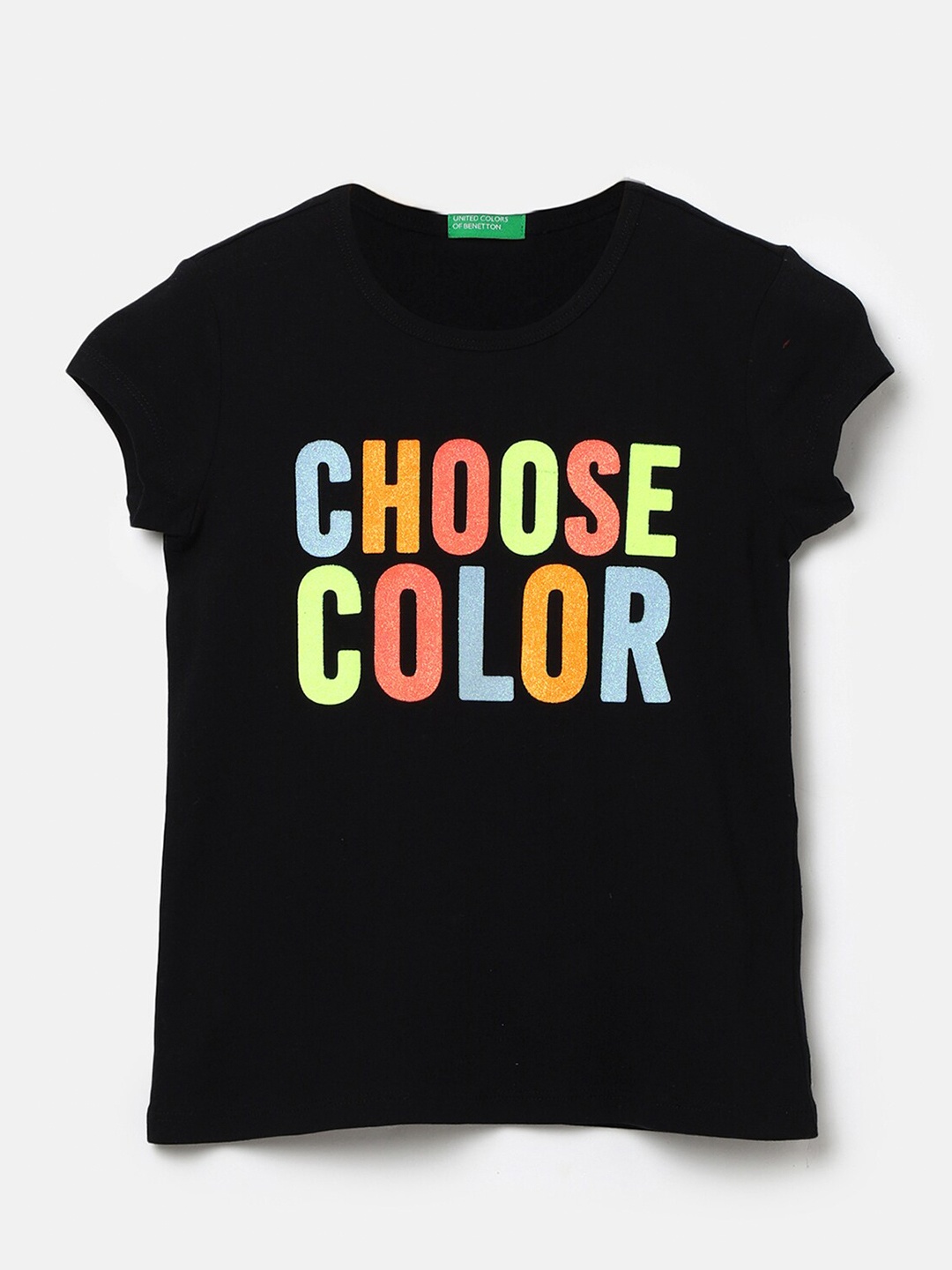 

United Colors of Benetton Print Cotton Top, Black