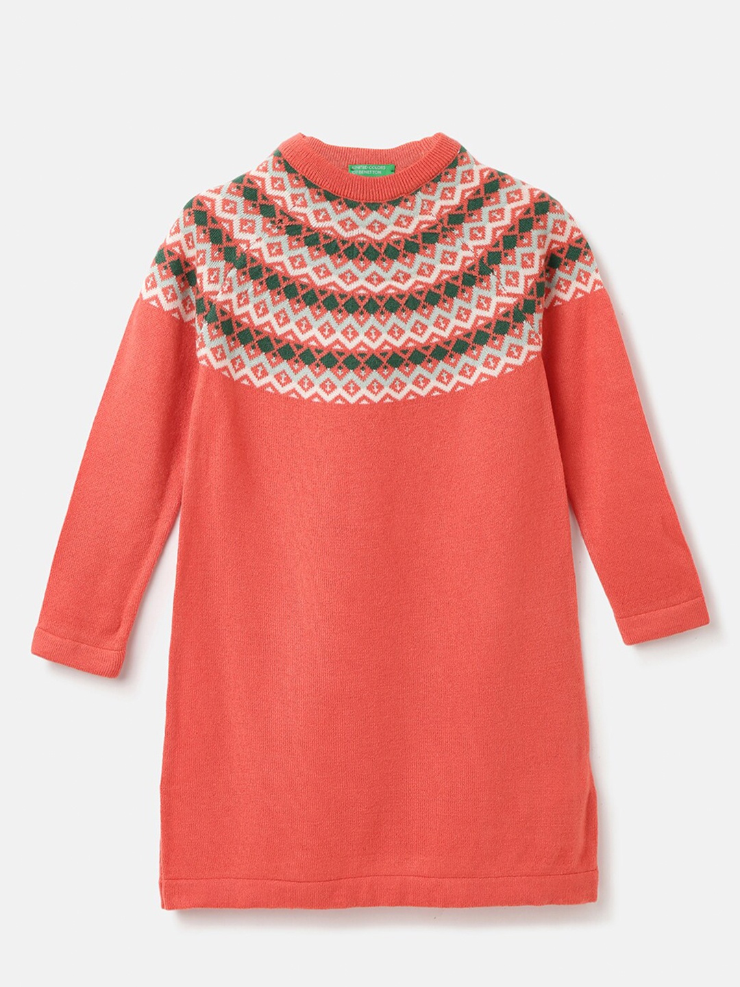 

United Colors of Benetton Girls Round Neck Pullover Sweater, Coral