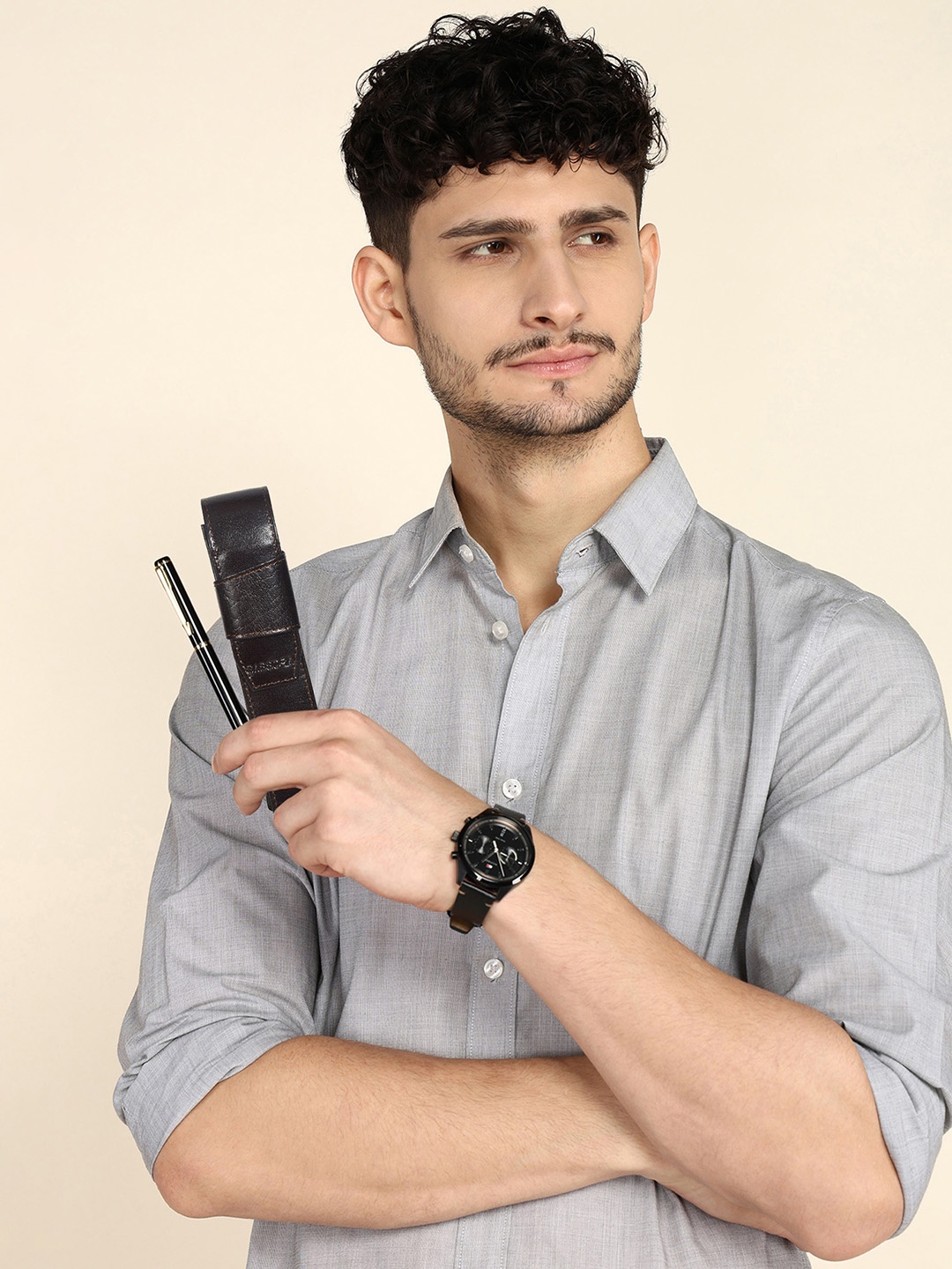 

Sassora Leather Pencase, Brown