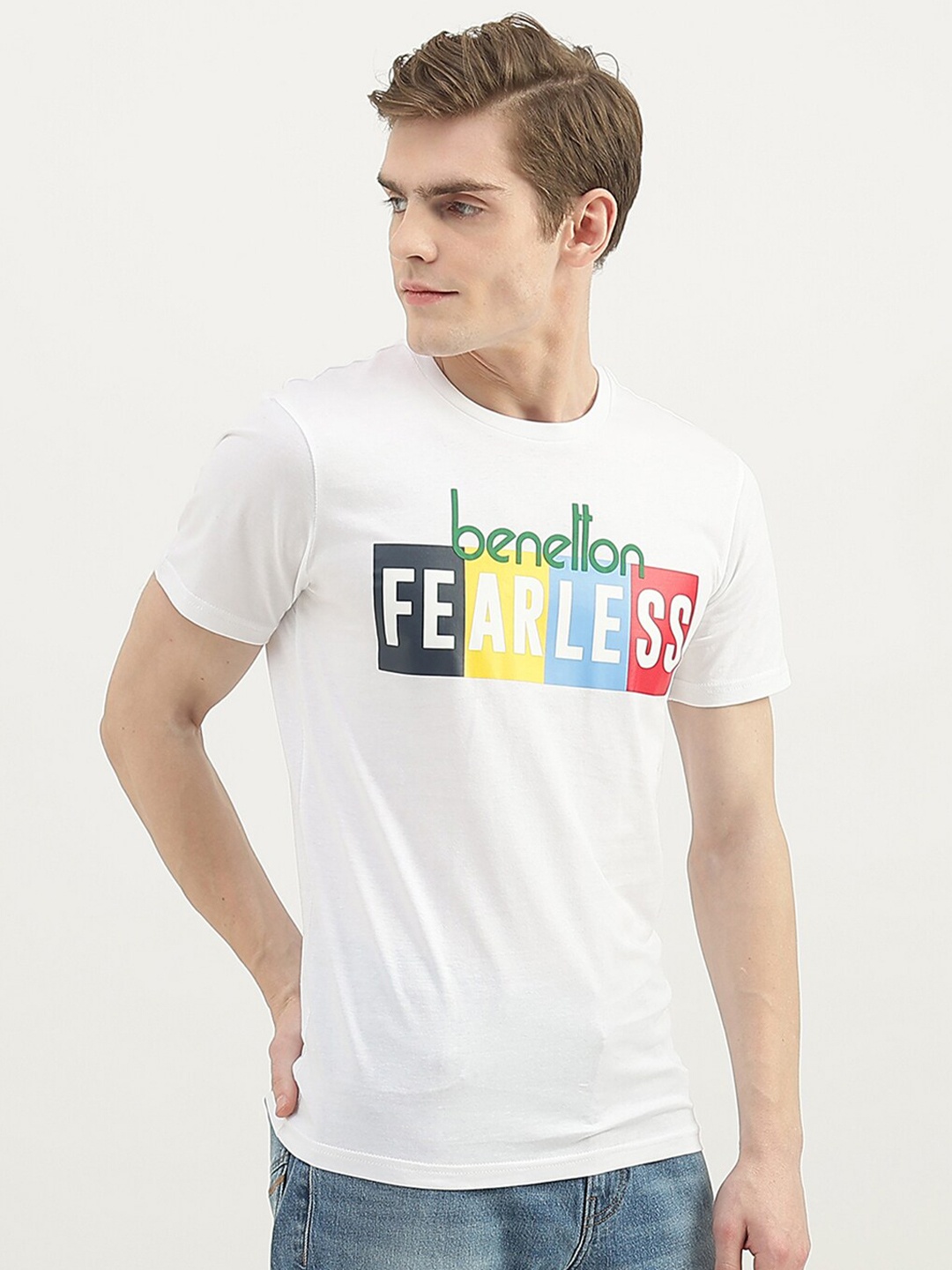 

United Colors of Benetton Men Typography Printed Cotton T-shirt, White