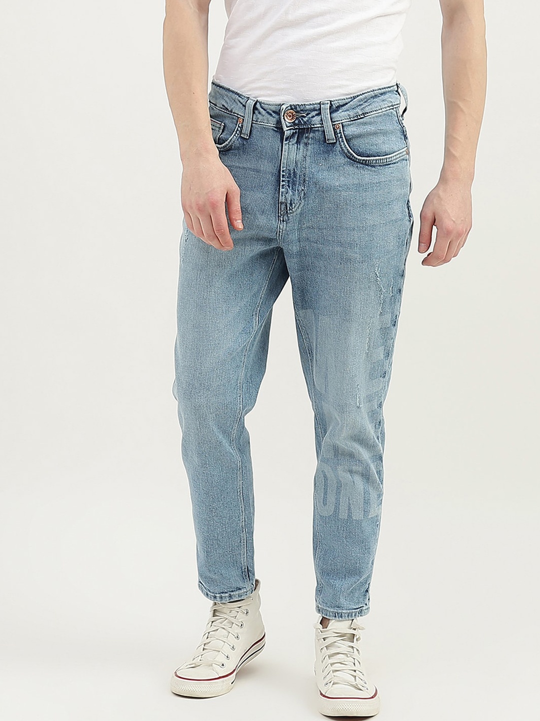 

United Colors of Benetton Men Cotton Regular Fit Low Distress Jeans, Blue