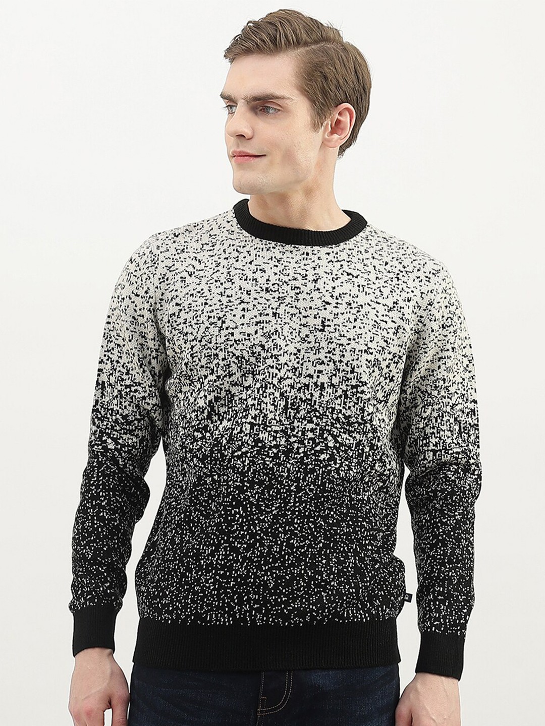 

United Colors of Benetton Men Abstract Printed Pullover Sweater, Off white