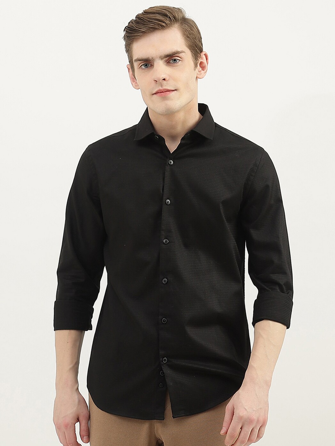 

United Colors of Benetton Men Slim Fit Cotton Casual Shirt, Black