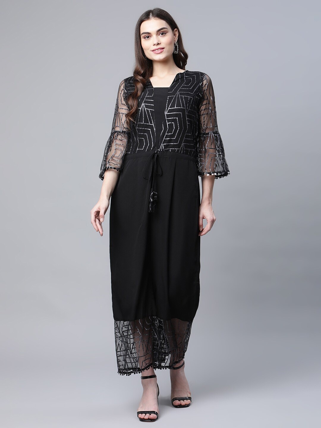 

Ahalyaa Printed Basic Jumpsuit, Black