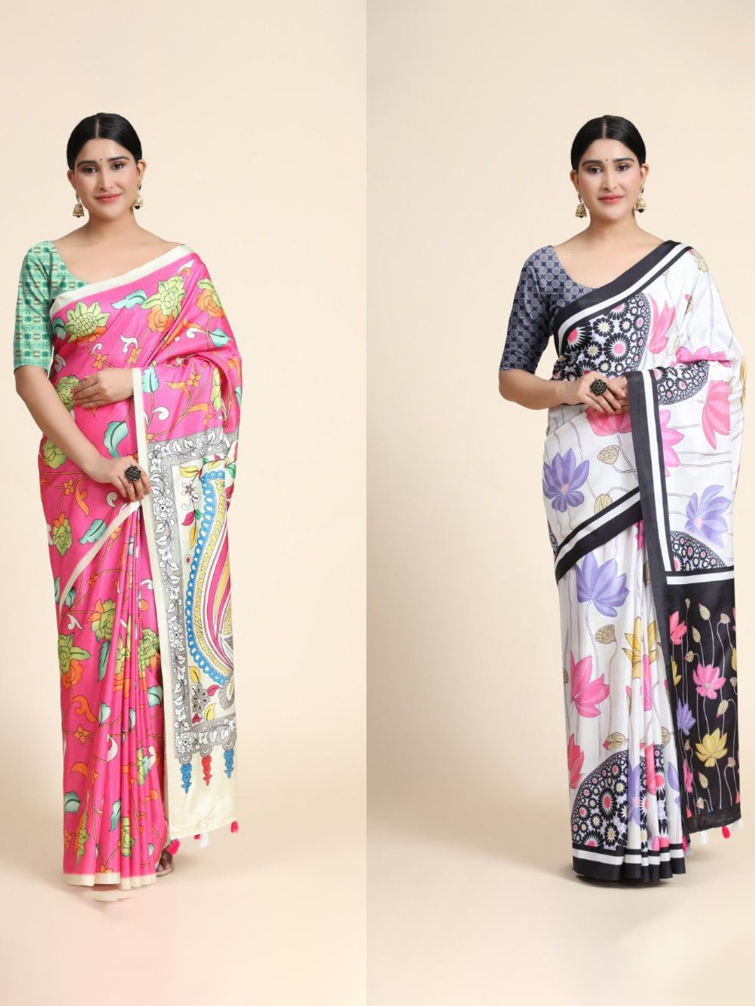 

OFFIRA TEX WORLD Set Of 2 Floral Pure Cotton Saree, Pink