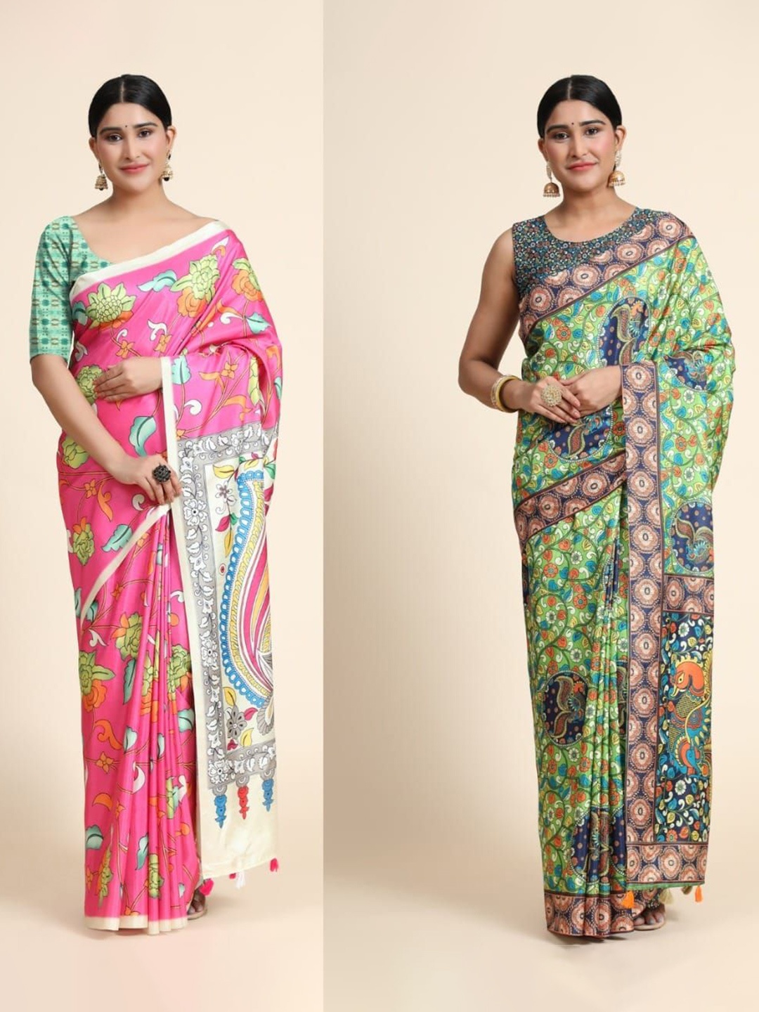 

OFFIRA TEX WORLD Set Of 2 Floral Pure Cotton Saree, Pink