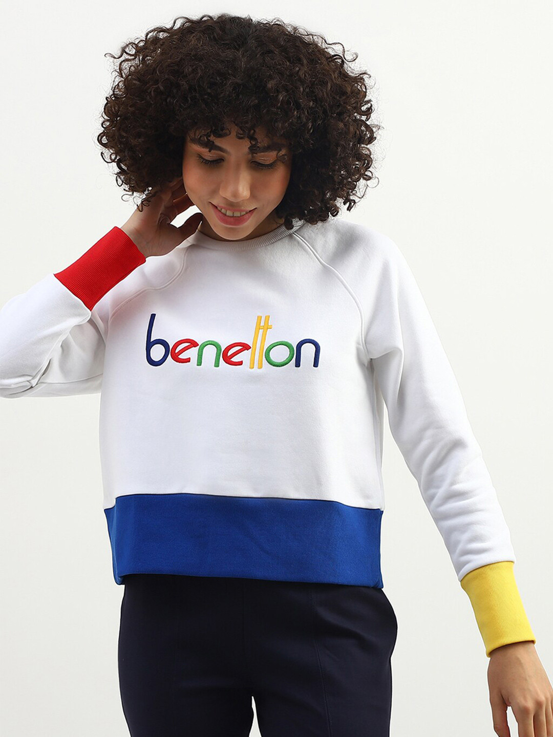 

United Colors of Benetton Women Embroidered Sweatshirt, White