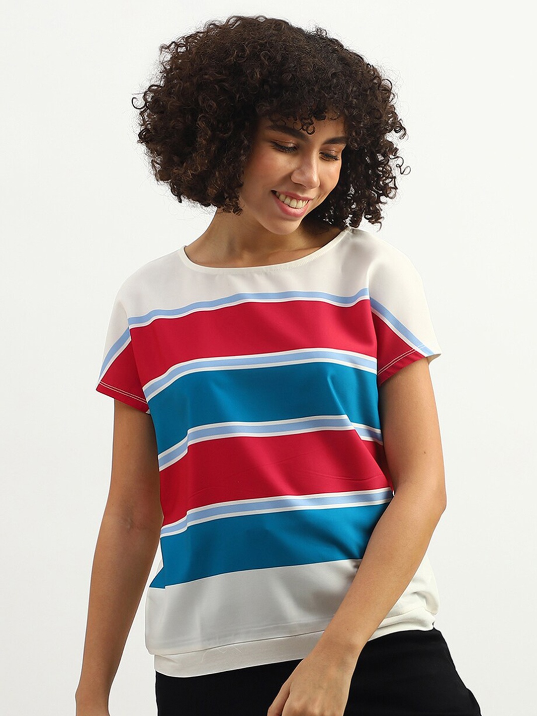 

United Colors of Benetton Women Striped Top, White