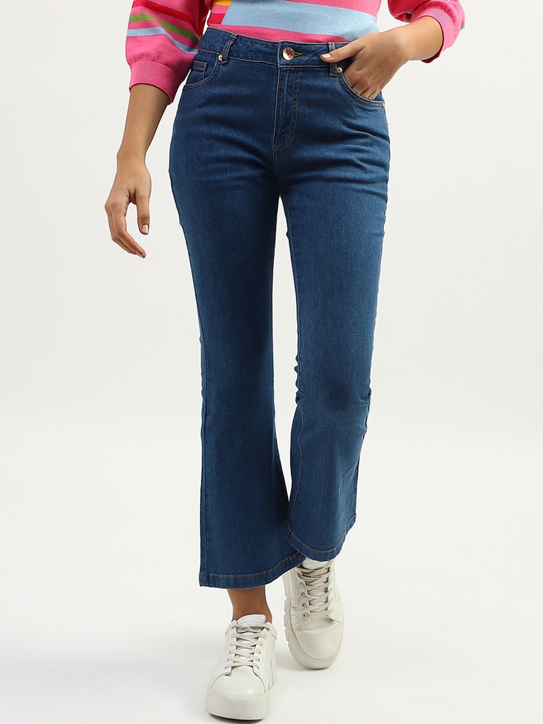 

United Colors of Benetton Women Cotton Bootcut Jeans, Blue