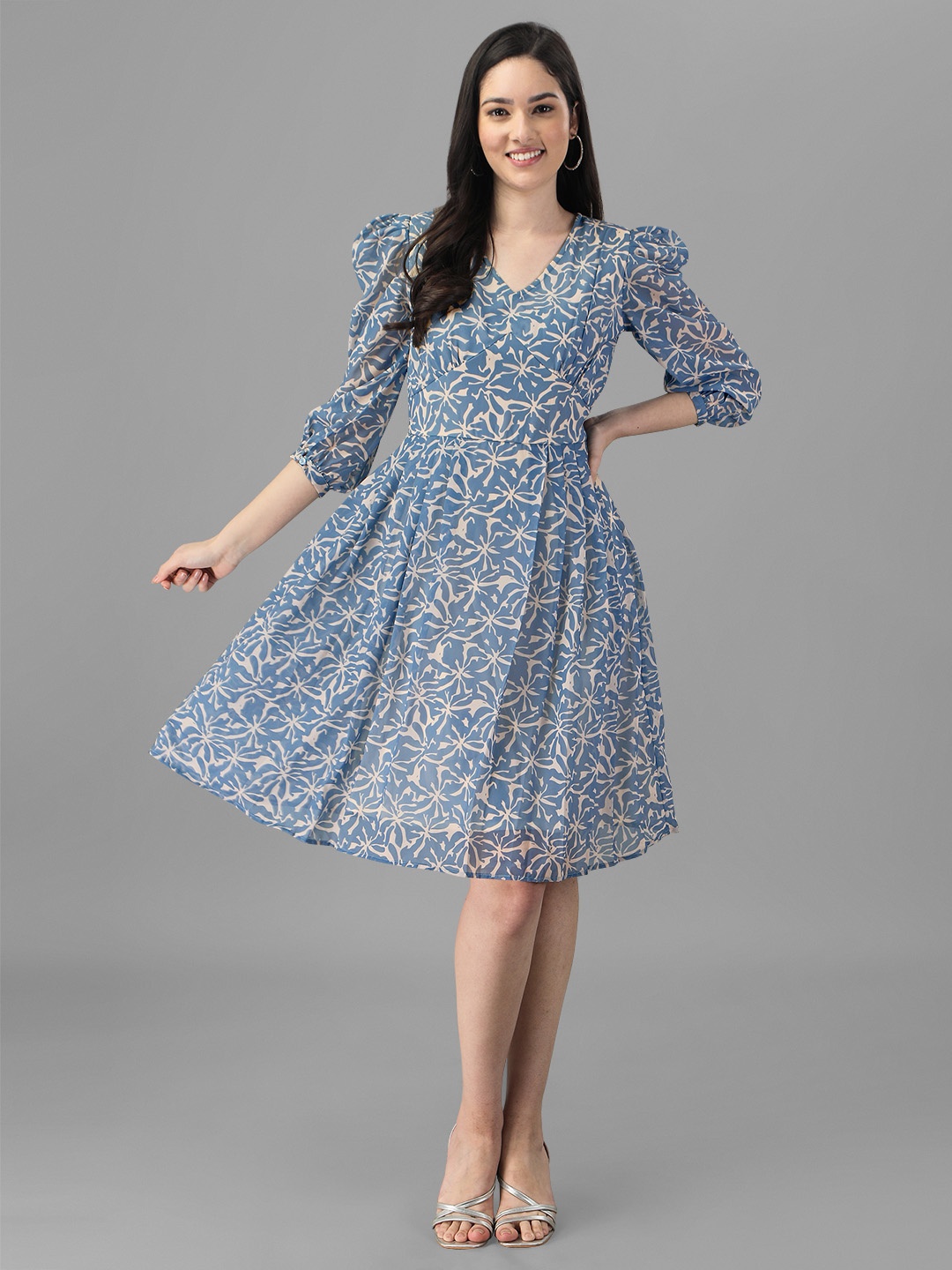 

Masakali.Co Floral Georgette Dress, Grey