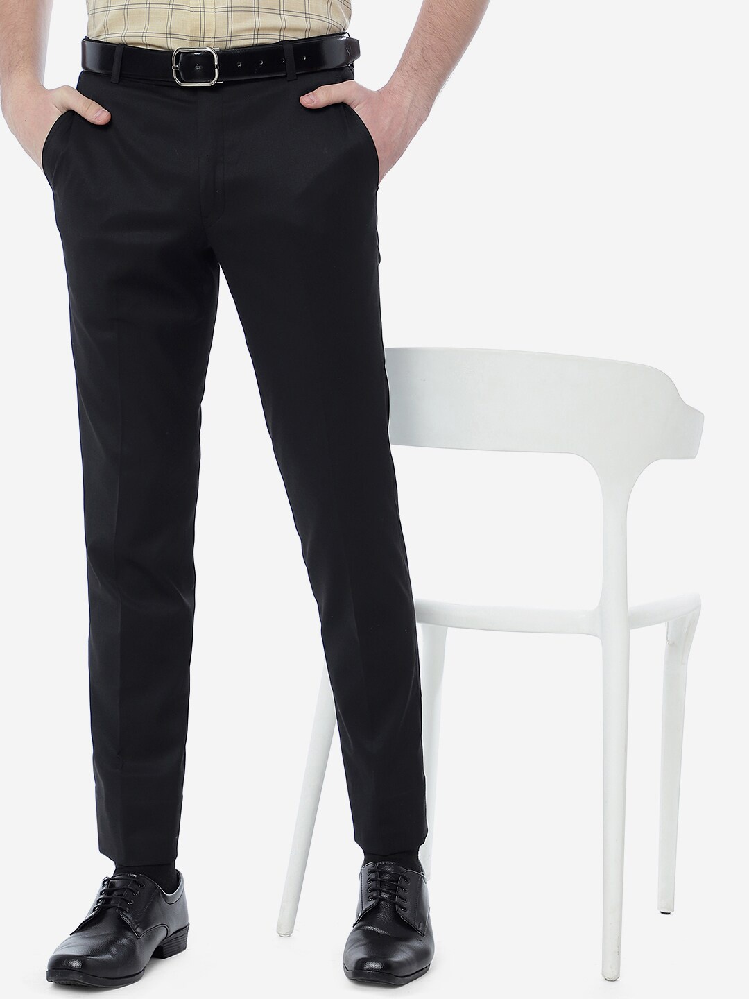 

METAL Men Smart Slim Fit Formal Trousers, Black