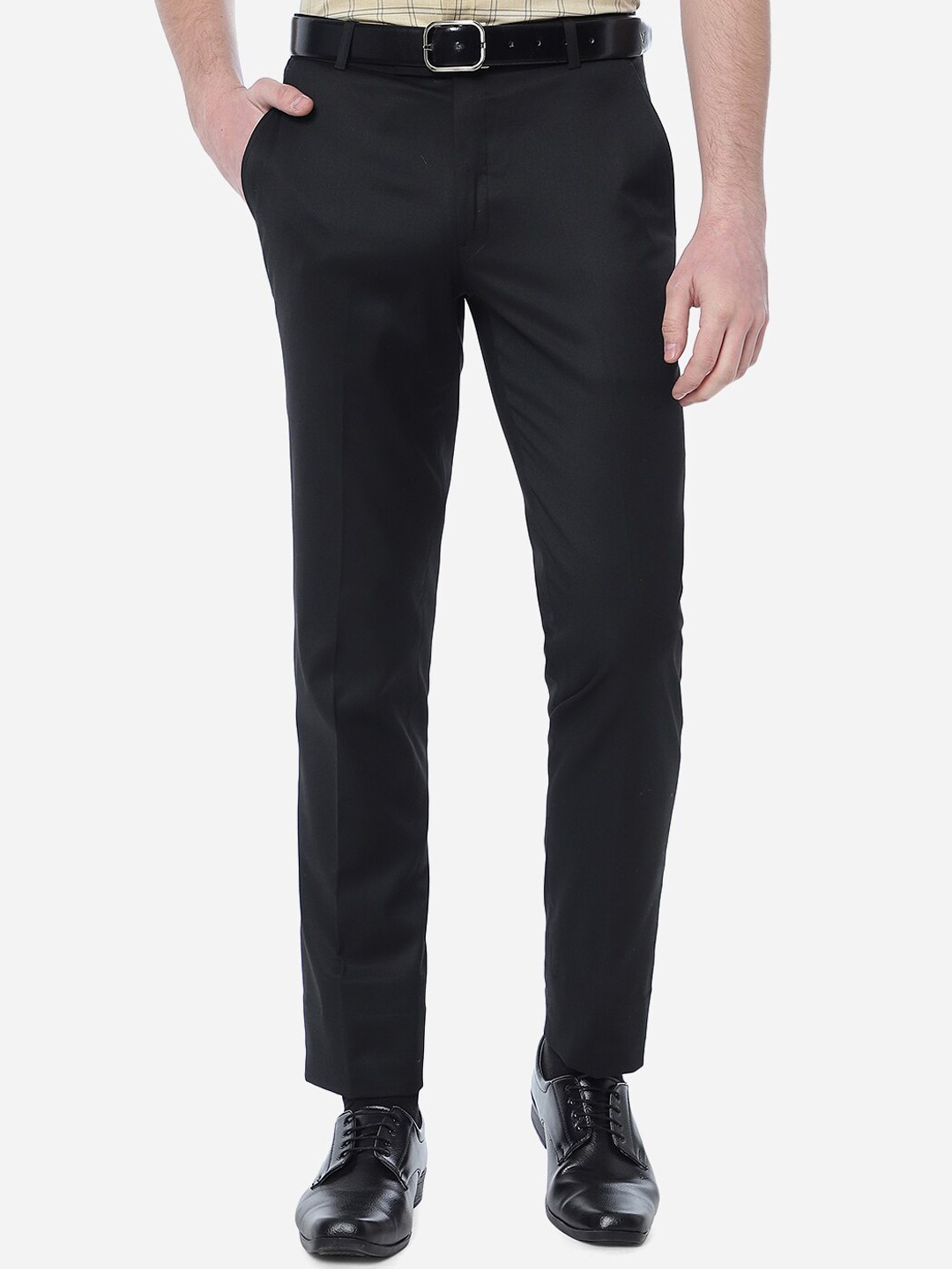 

METAL Men Smart Slim Fit Formal Trousers, Black