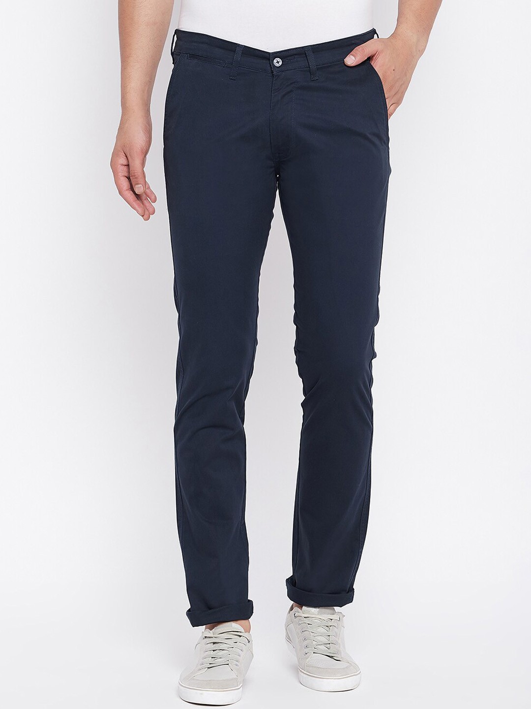 

Duke Men Cotton Slim Fit Trousers, Blue