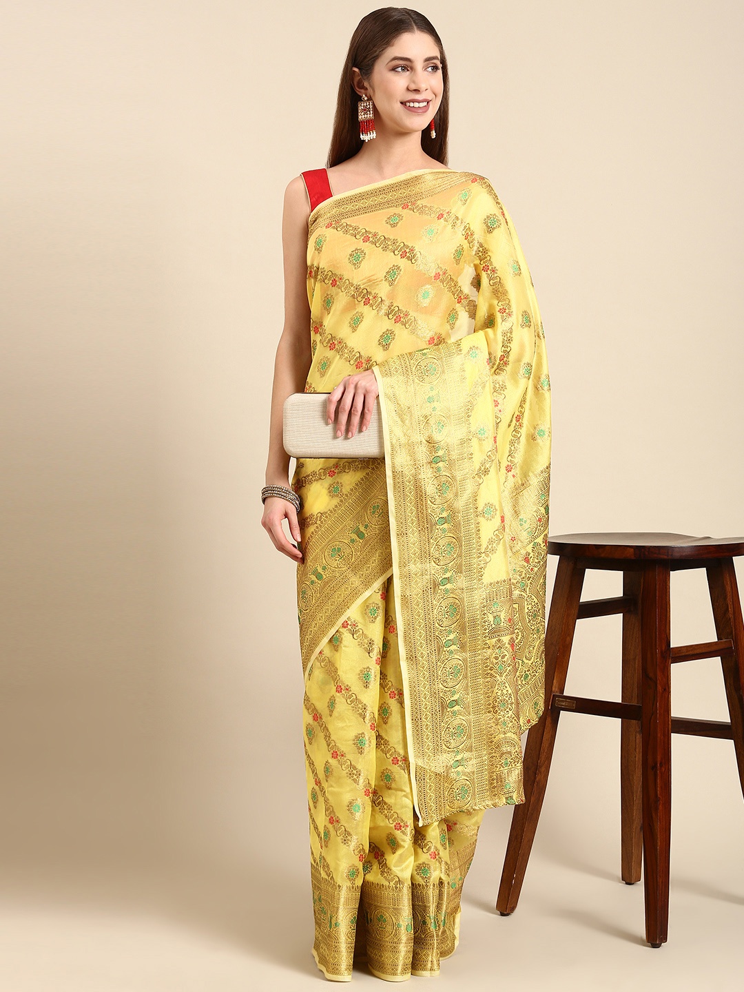 

Anouk Ethnic Motifs Chanderi Saree, Yellow