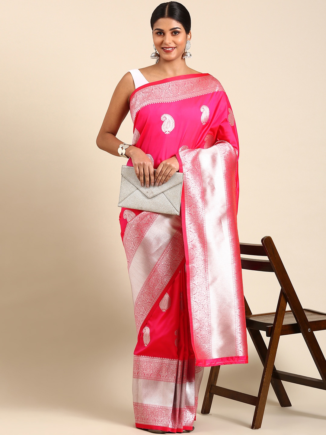 

Anouk Paisley Zari Silk Blend Saree, Fuchsia