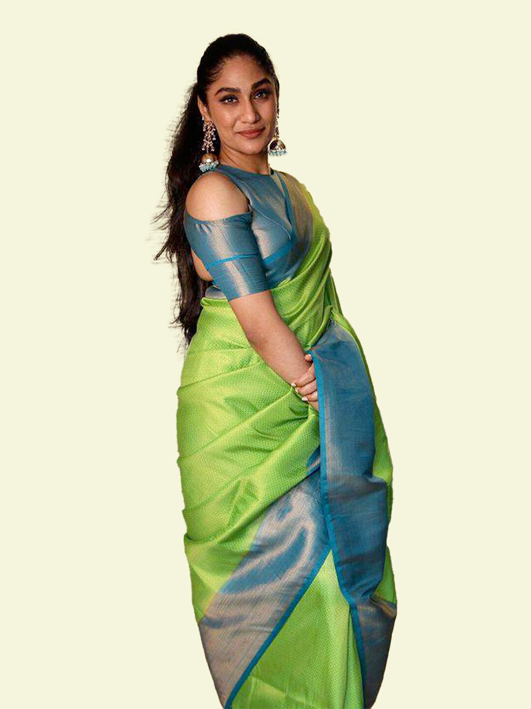 

TIEXA Ethnic Motifs Zari Pure Silk Banarasi Saree, Green