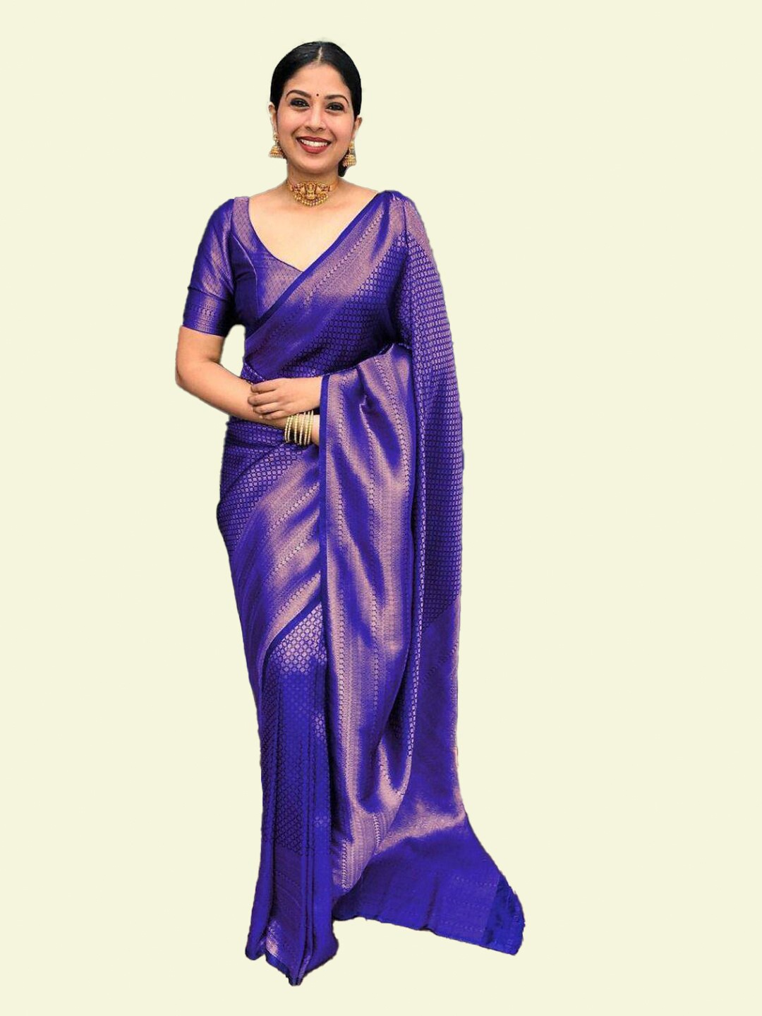 

TIEXA Ethnic Motifs Zari Pure Silk Banarasi Saree, Blue