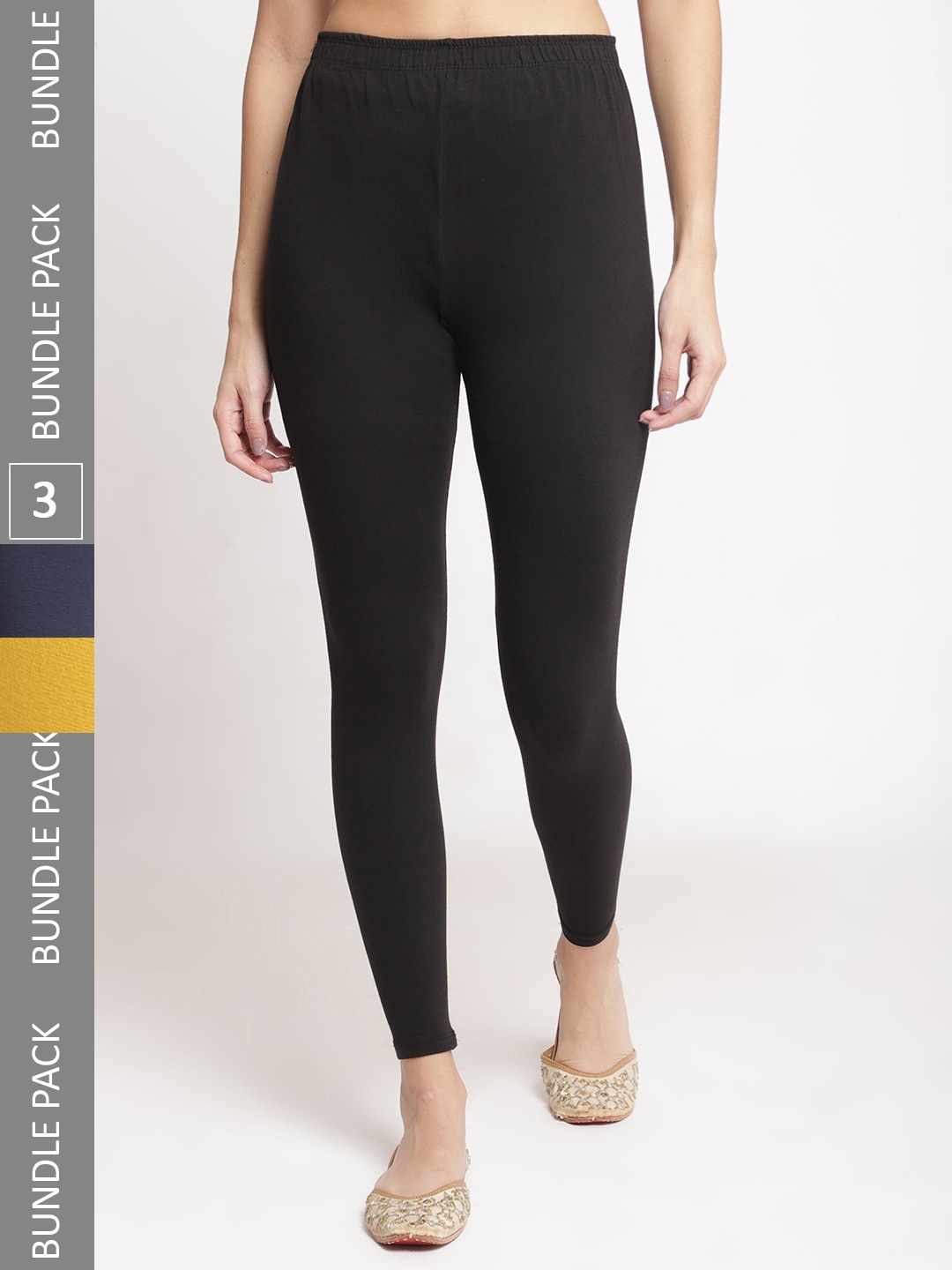 

Jinfo Women Pack Of 3 Ankle-Length Leggings, Black