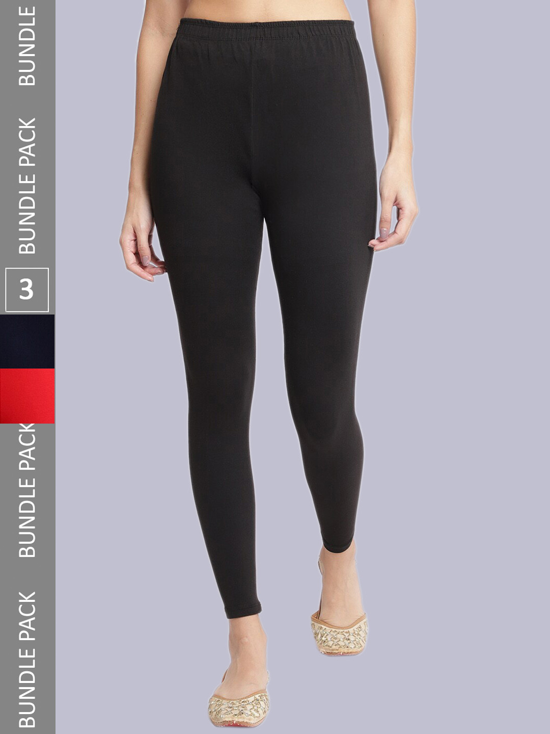 

Jinfo Women Pack Of 3 Ankle-Length Leggings, Black