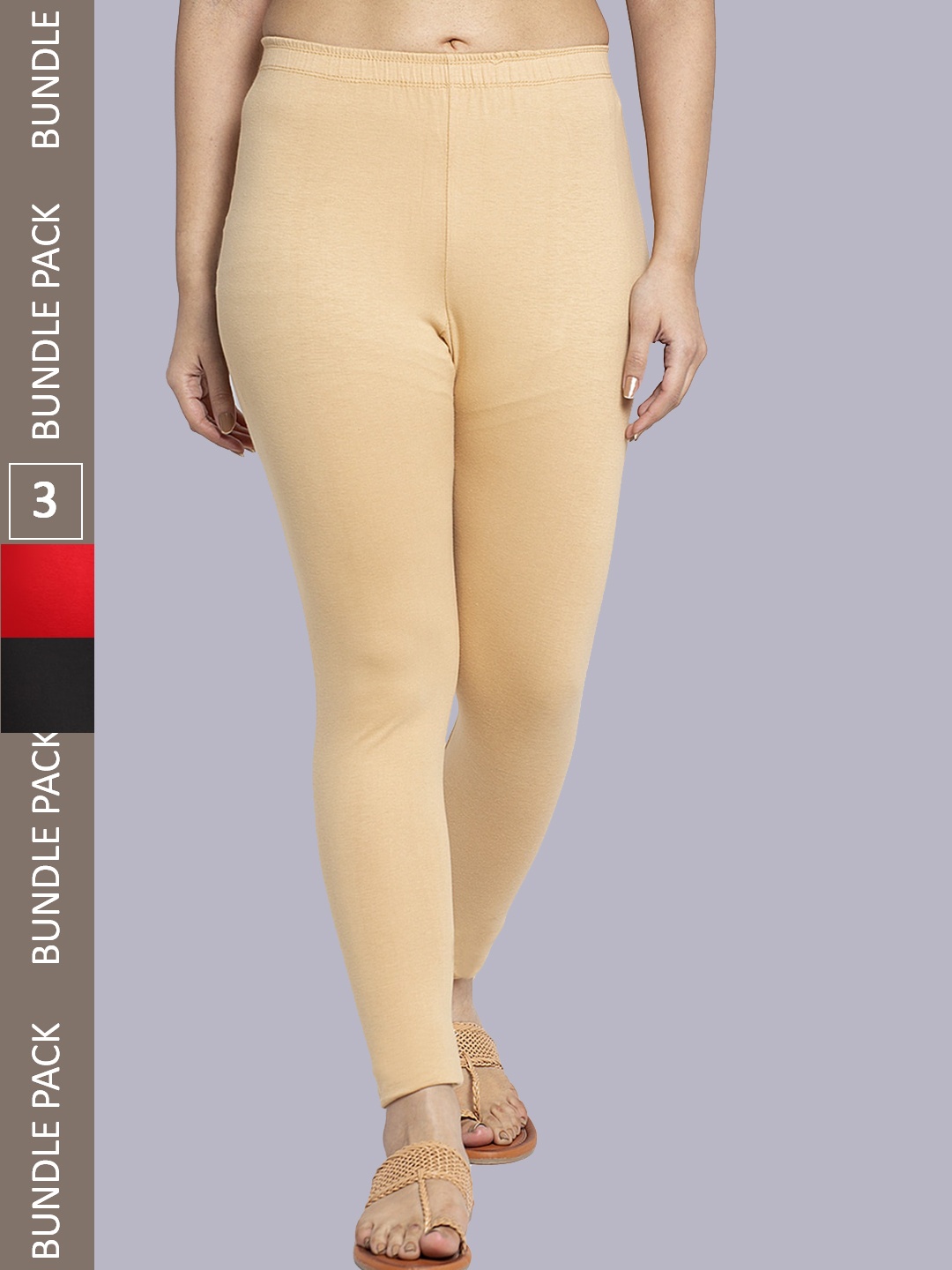 

Jinfo Pack Of 3 Ankle-Length Leggings, Black