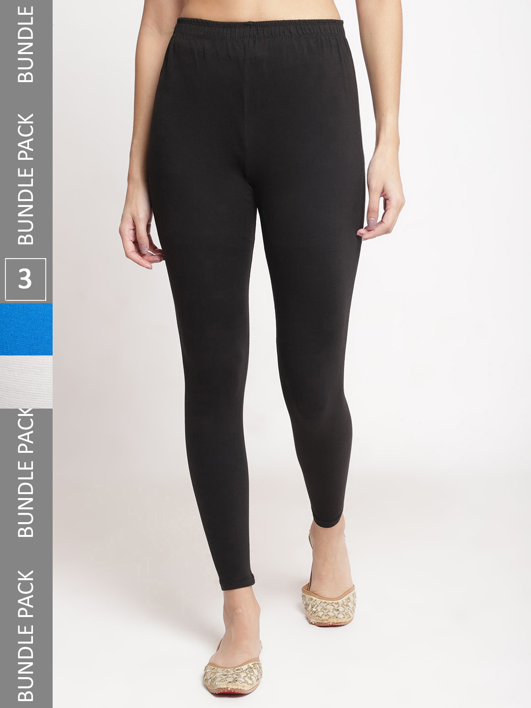 

Jinfo Pack Of 3 Ankle Length Leggings, Black