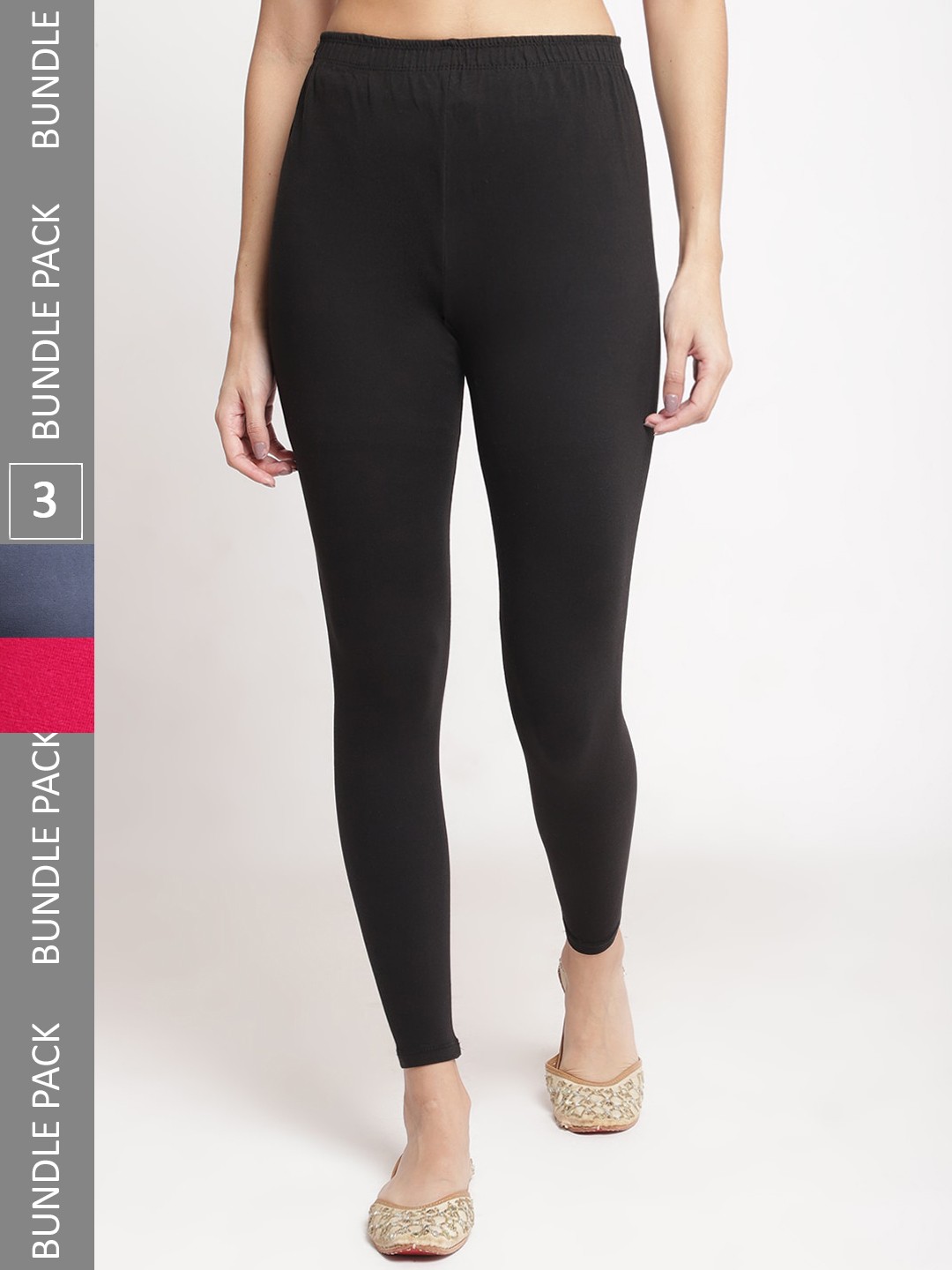 

Jinfo Pack Of 3 Ankle-Length Leggings, Black