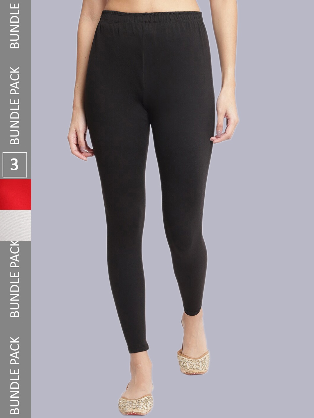 

Jinfo Pack Of 3 Ankle Length Leggings, Black