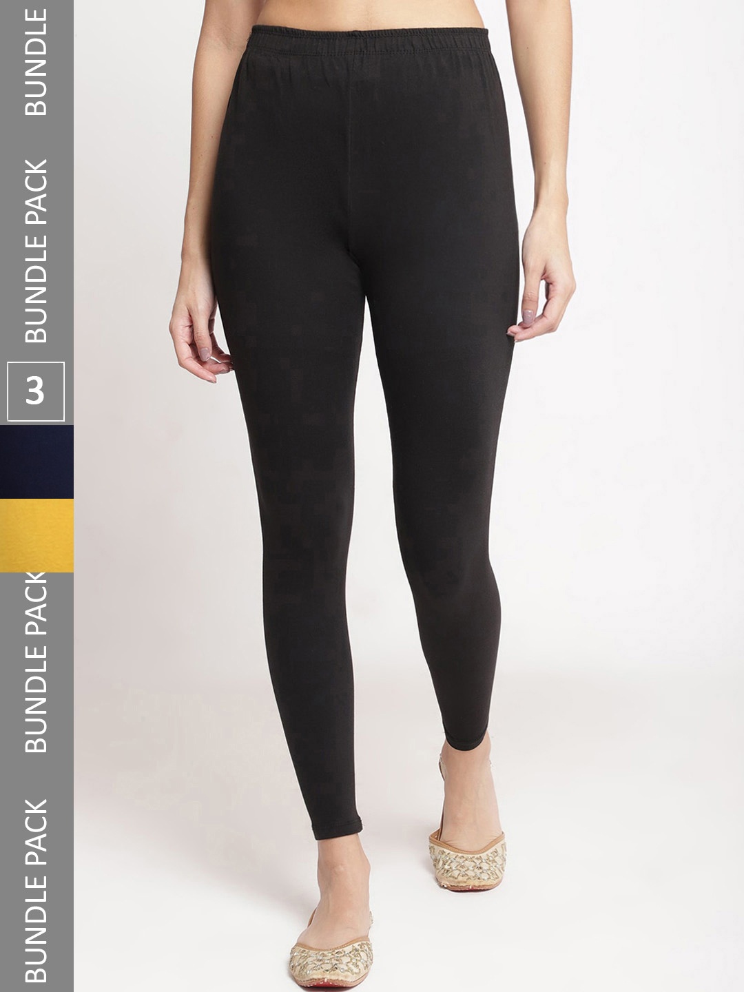 

Jinfo Pack Of 3 Ankle-Length Leggings, Black