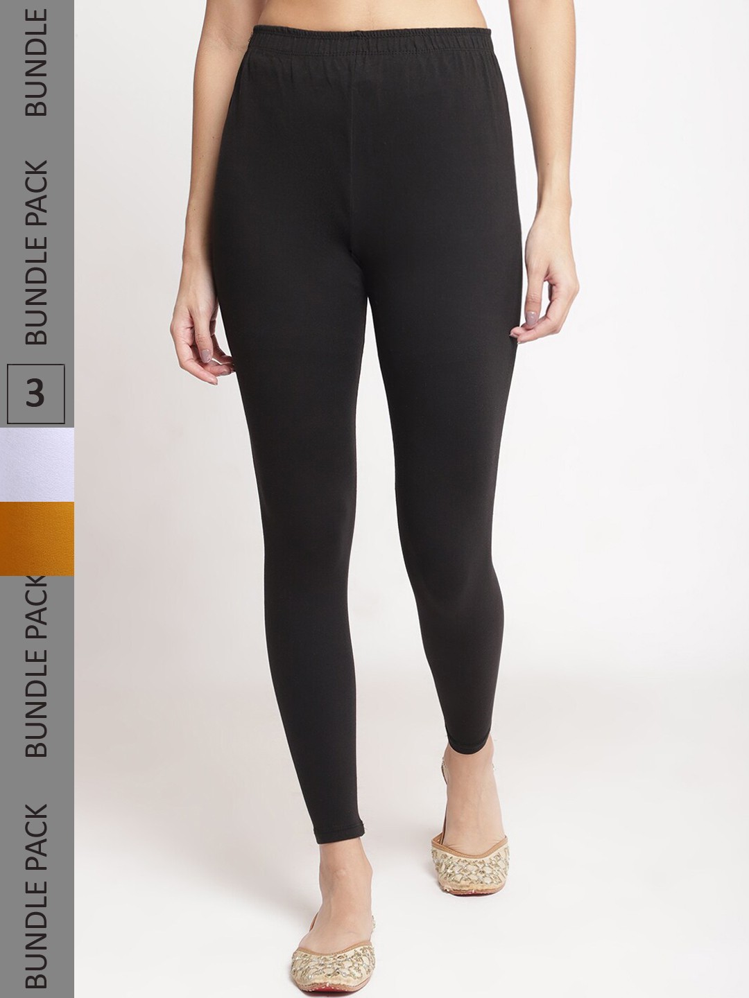 

Jinfo Pack Of 3 Ankle Length Leggings, Black