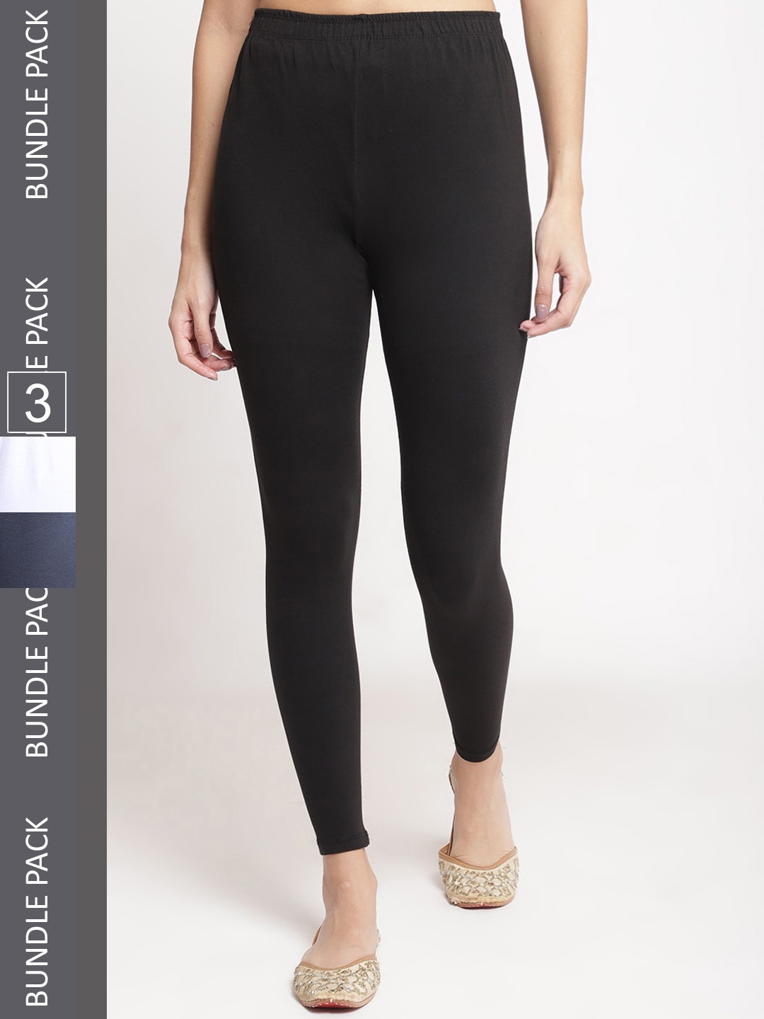 

Jinfo Pack Of 3 Ankle-Length Leggings, Black