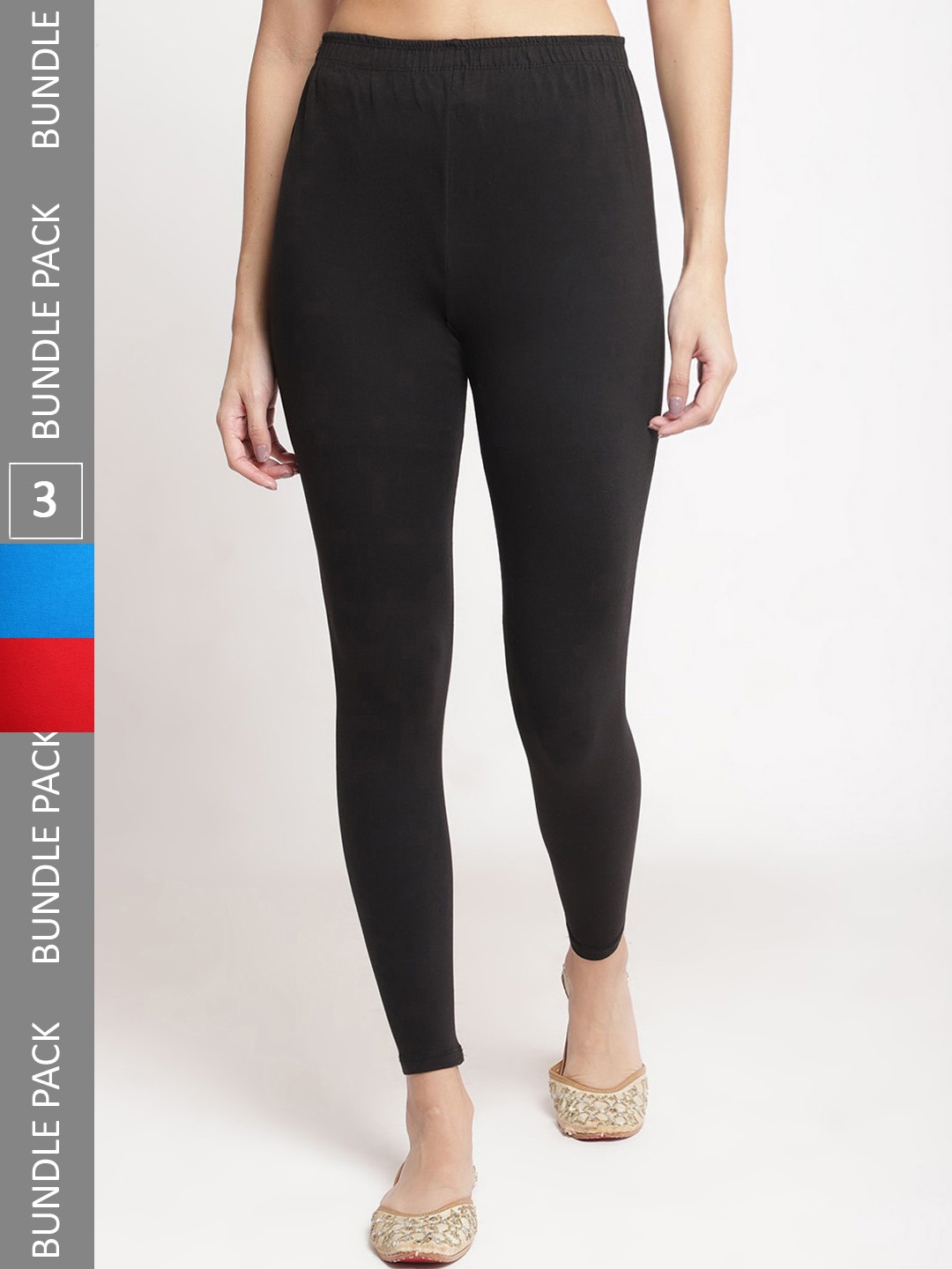 

Jinfo Women Pack Of 3 Ankle-Length Leggings, Black
