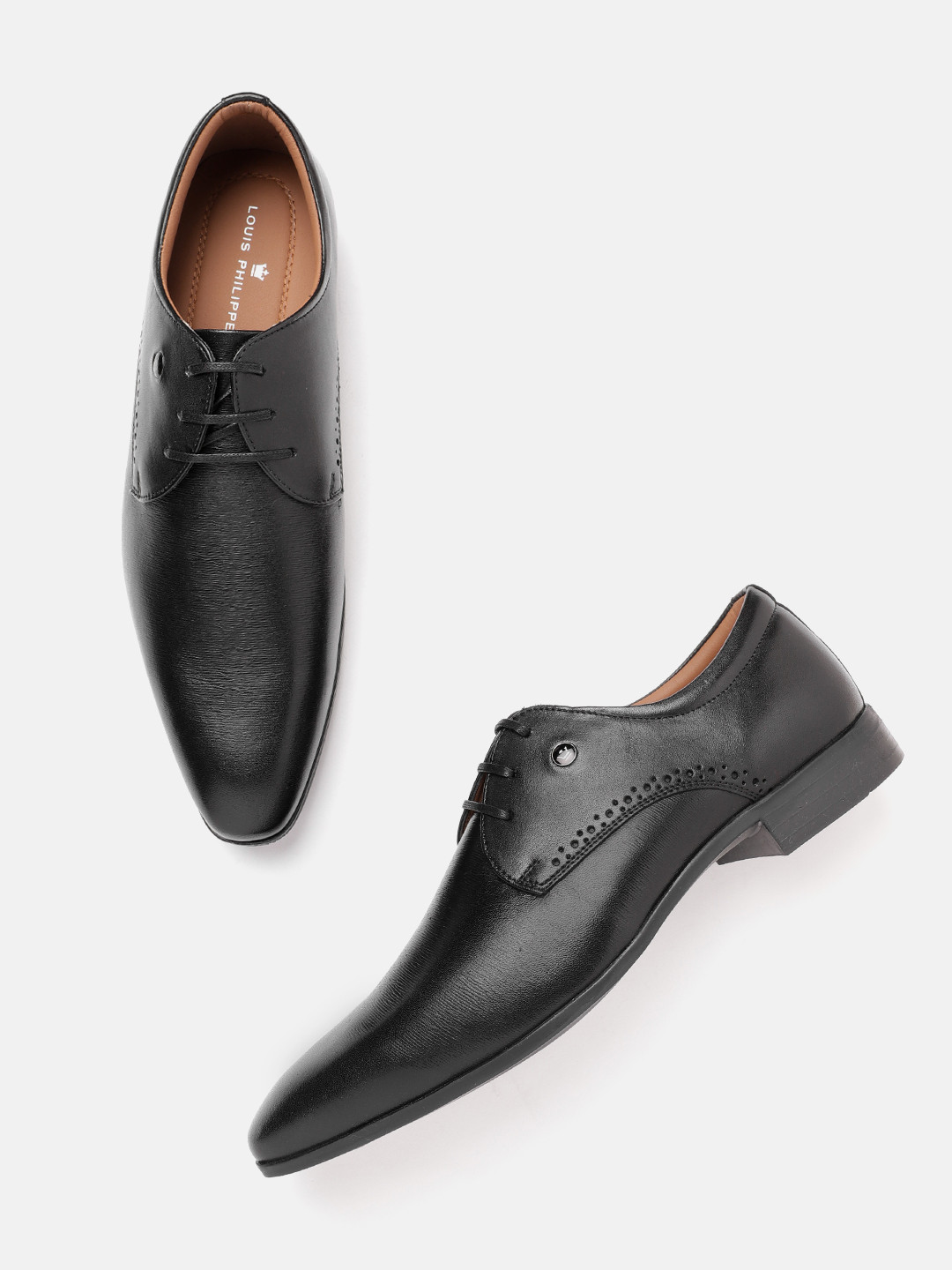 

Louis Philippe Men Leather Formal Derbys, Black