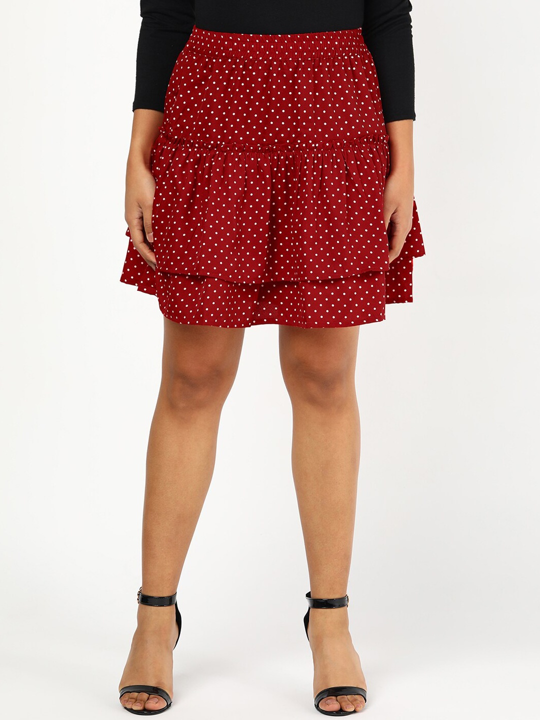 

VAHSON Printed A-line Mini Skirts, Red