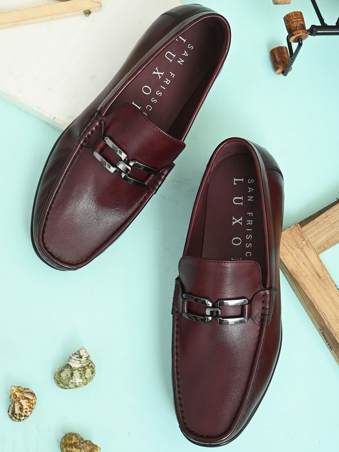 

San Frissco Men Leather Loafers, Maroon