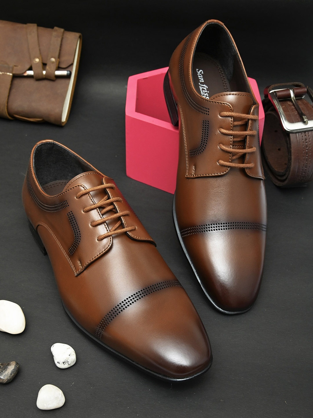 

San Frissco Men Synthetic Leather Formal Derbys, Tan