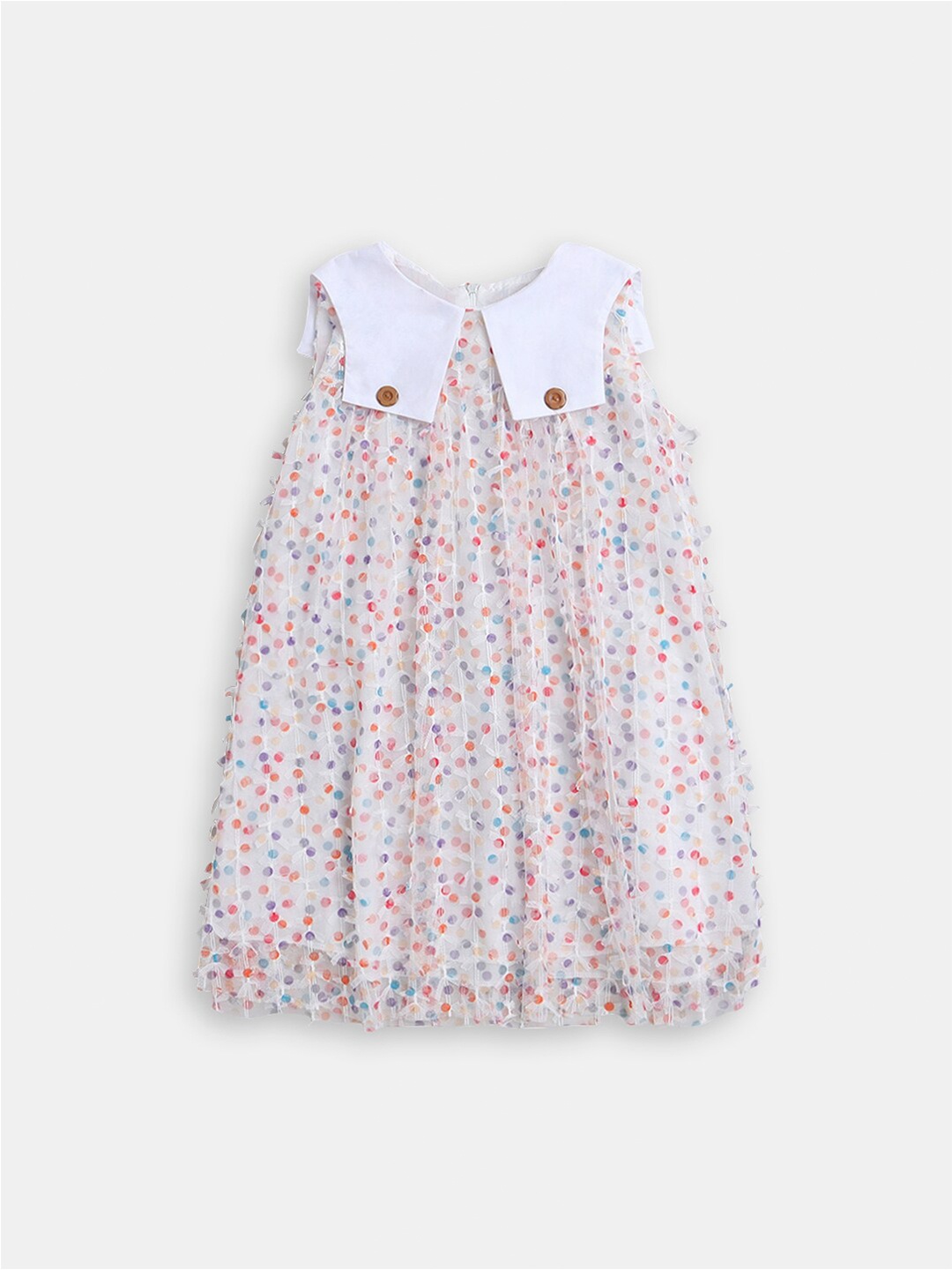 

Hopscotch Self Design Micro Pattern Sleeveless A-Line Dress, White