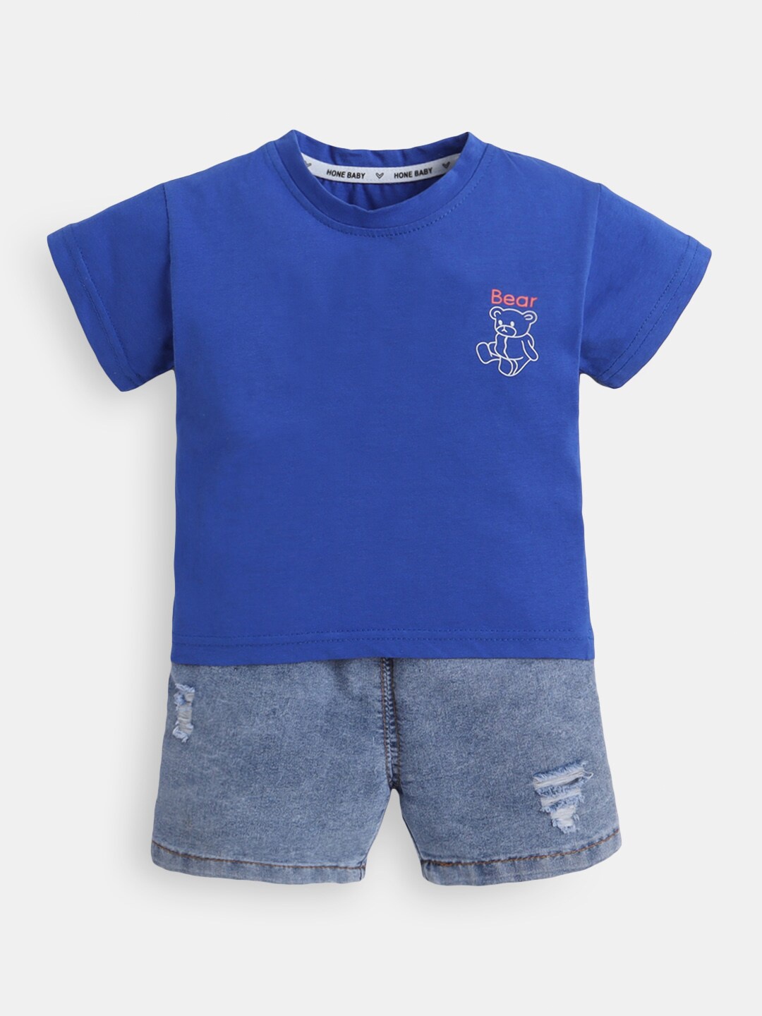 

Hopscotch Boys Pure Cotton T-shirt with Shorts, Blue