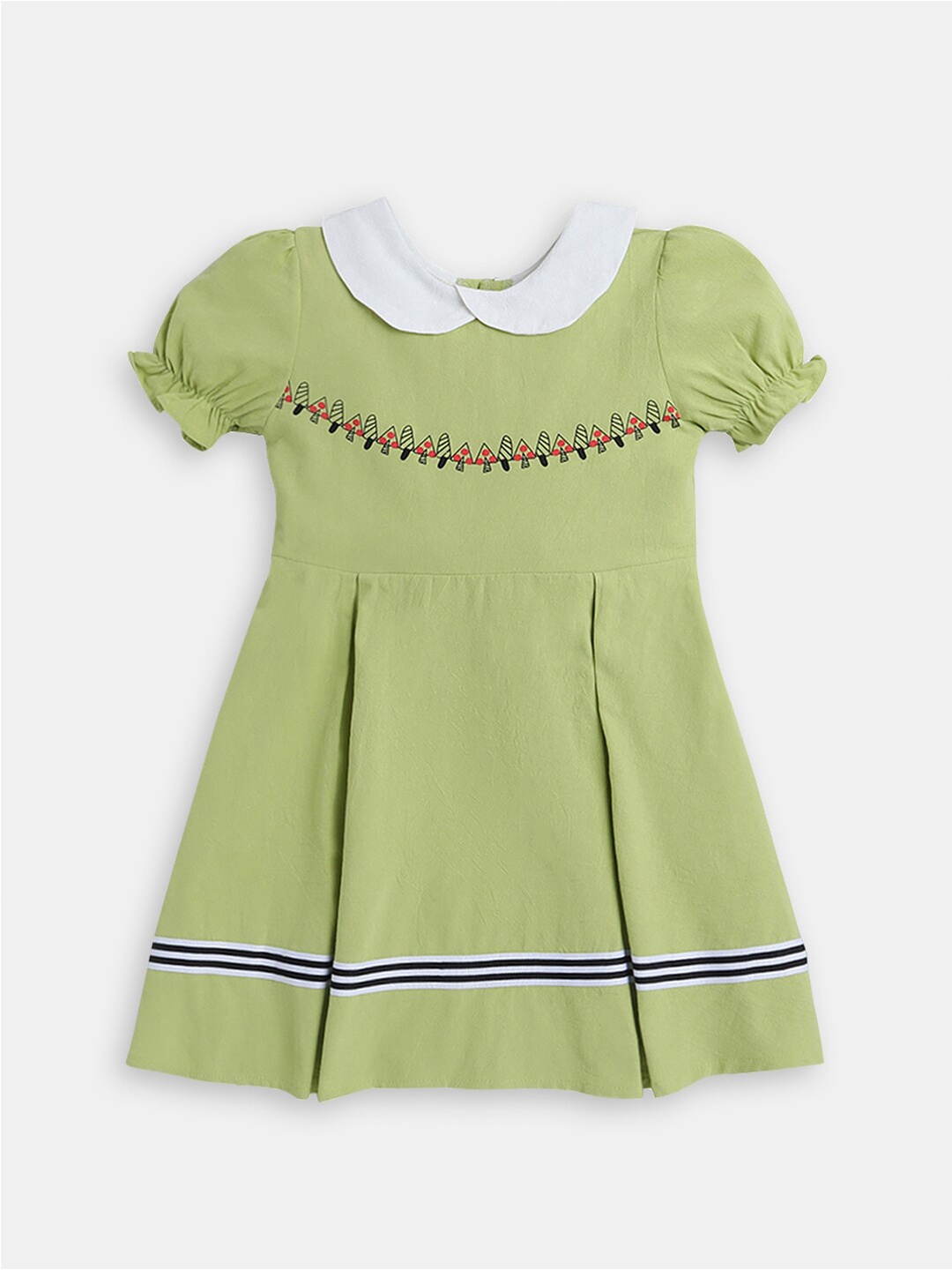 

Hopscotch Peter Pan Collar A-Line Dress, Green