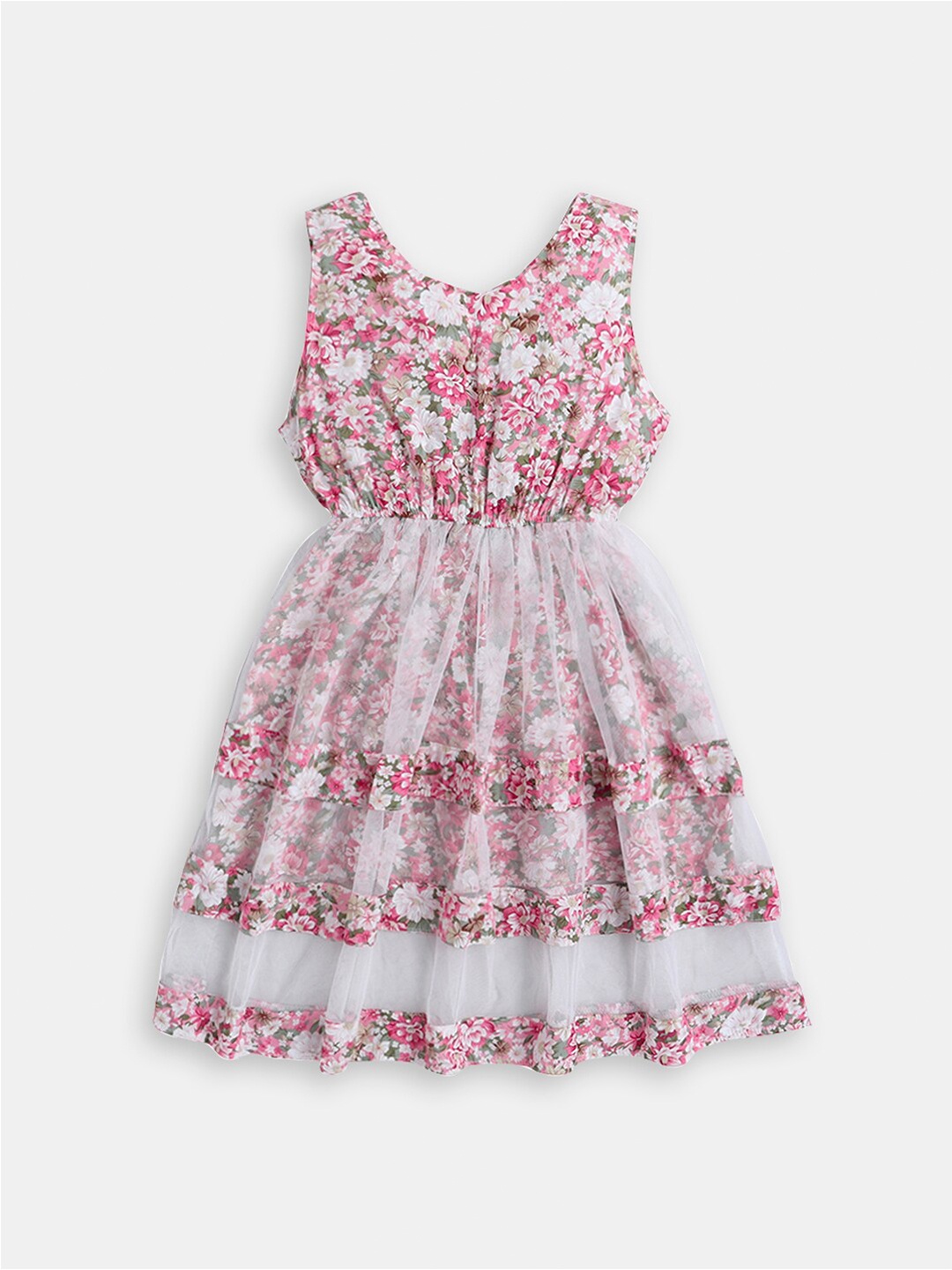 

Hopscotch Flared Printed Floral Dress, Pink