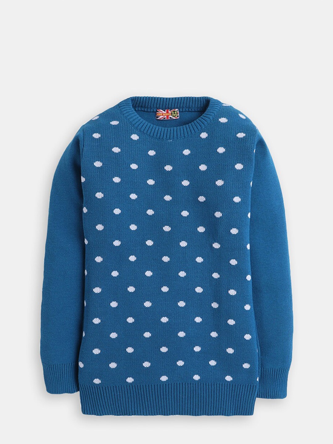 

Hopscotch Girls Printed Pullover Ribbed Acrylic Sweaters, Blue